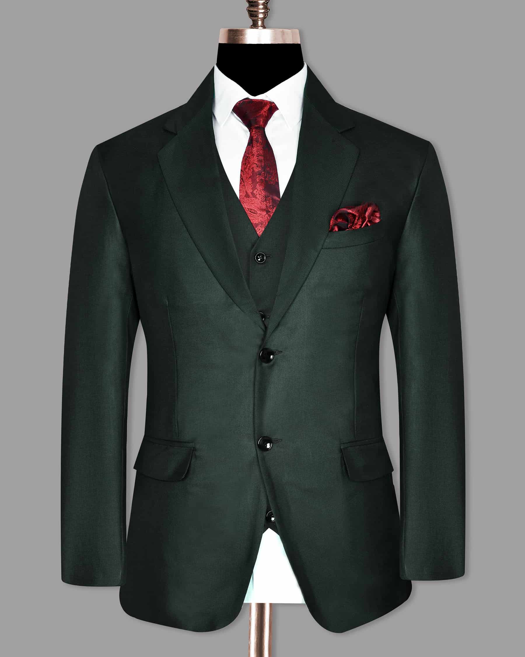 Emerald Green Micro Dotted Wool Blend Suit