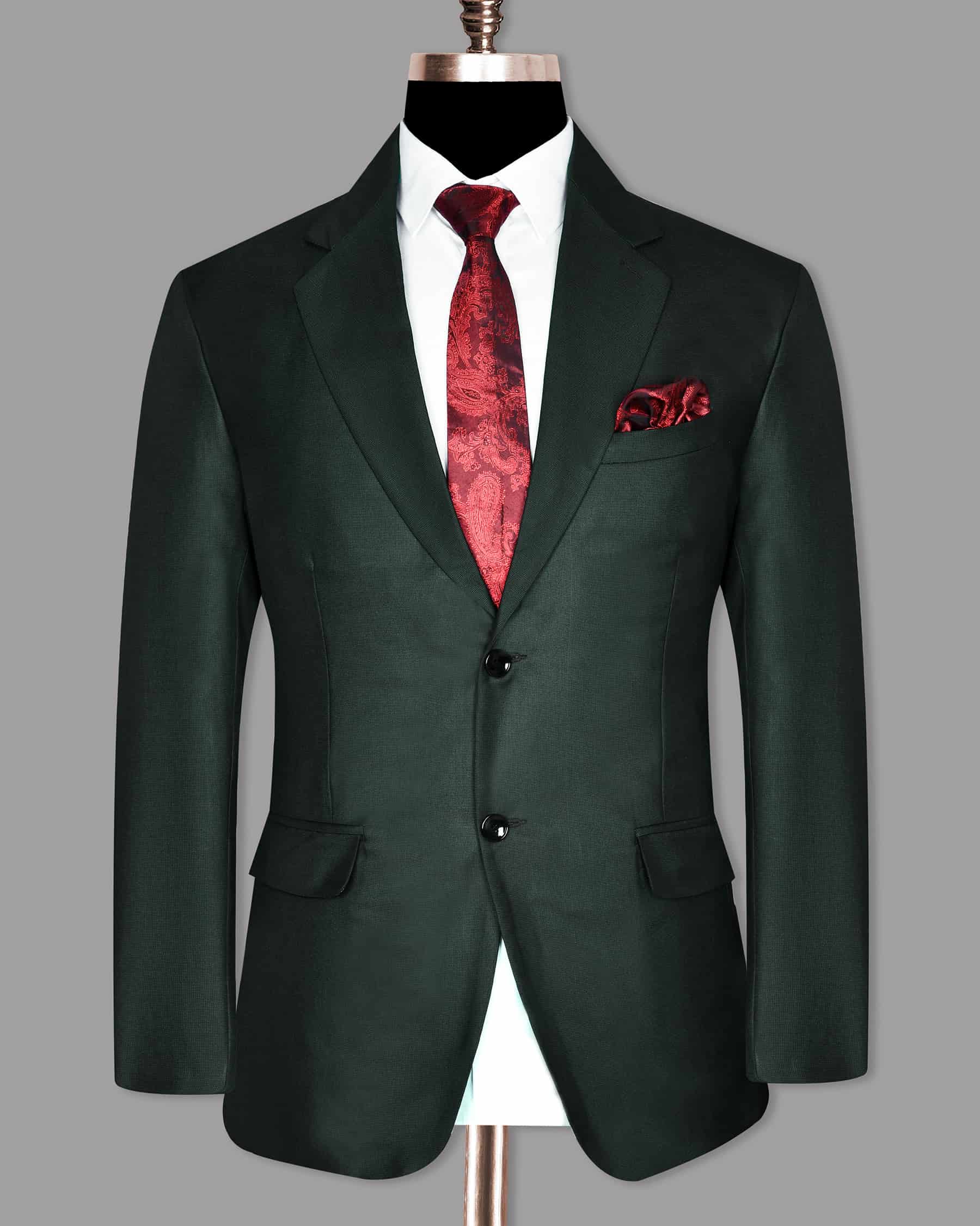 Emerald Green Micro Dotted Wool Blend Suit