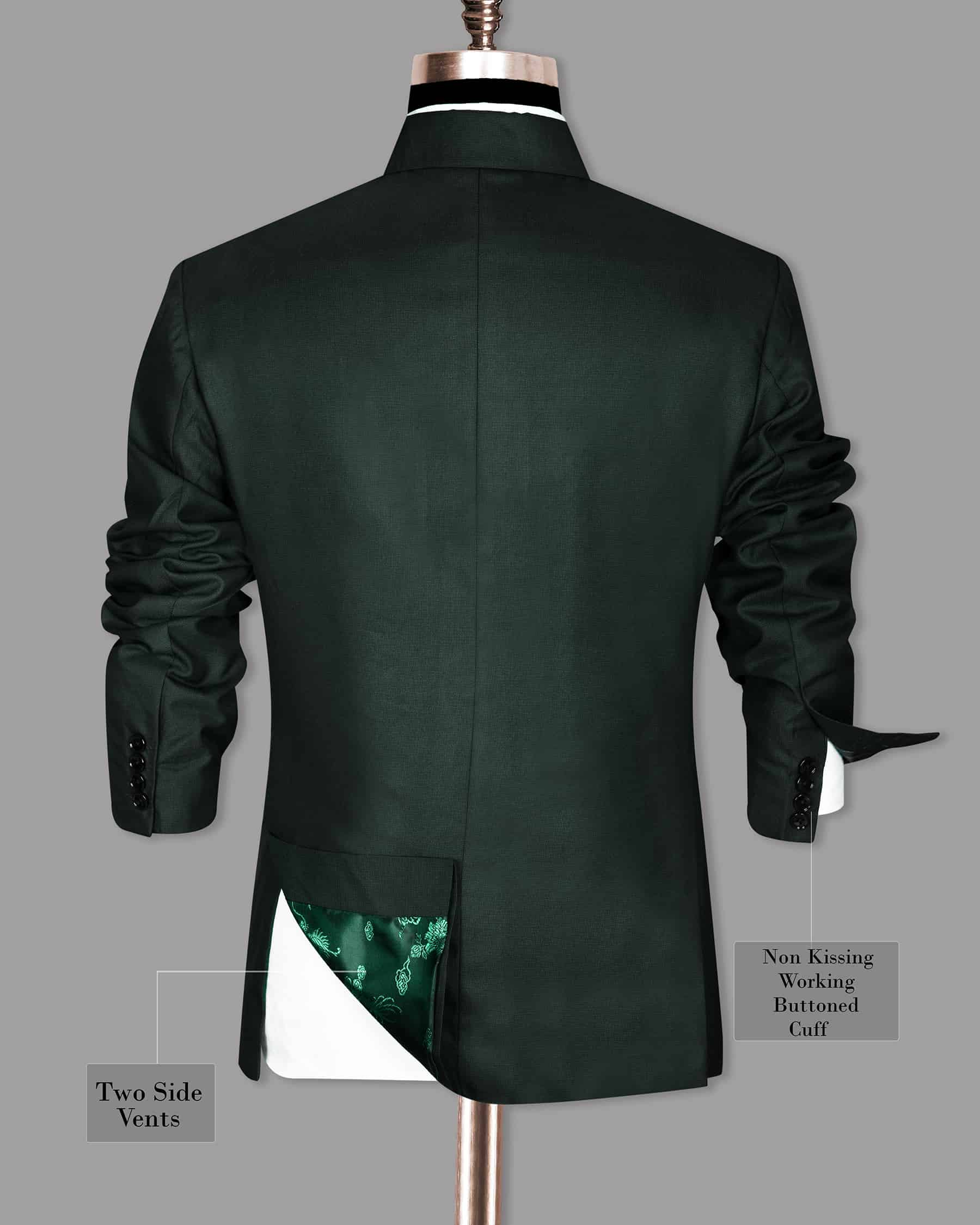 Emerald Green Micro Dotted Wool Blend Suit