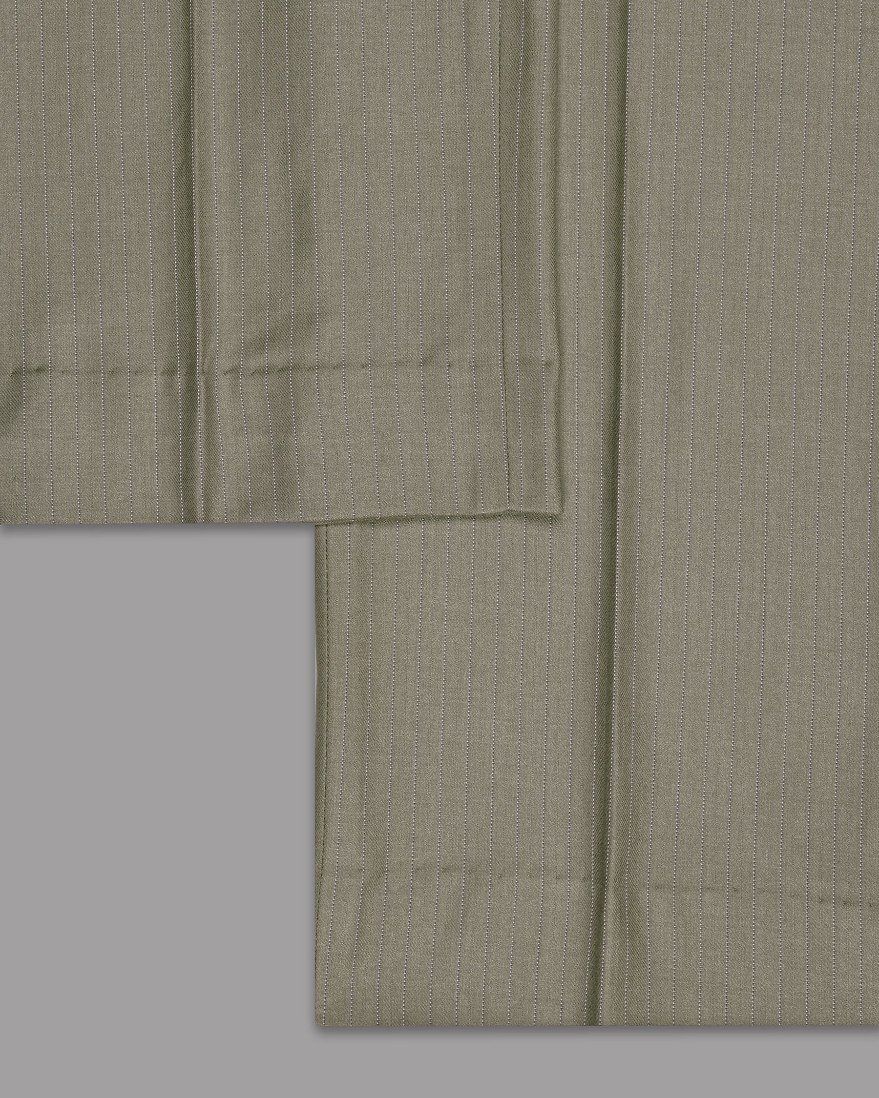 Silver Pinstriped Wool Blend Double Breasted Suit