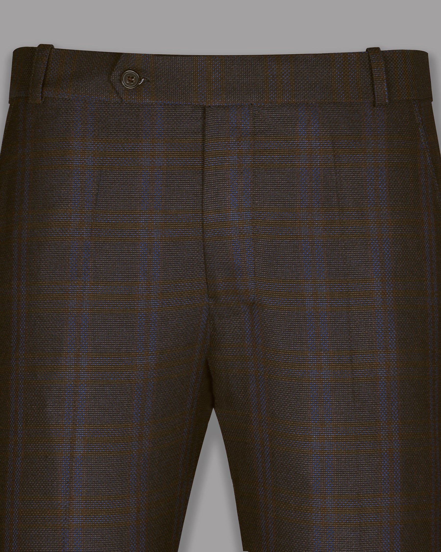 Chocolate Brown subtle windowpane Dobby Wool Double Breasted Tweed Suit