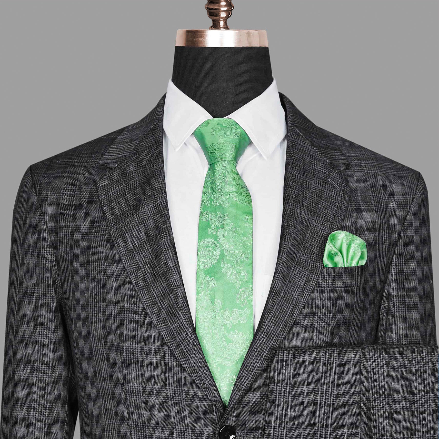 Charcoal Grey Plaid Suit