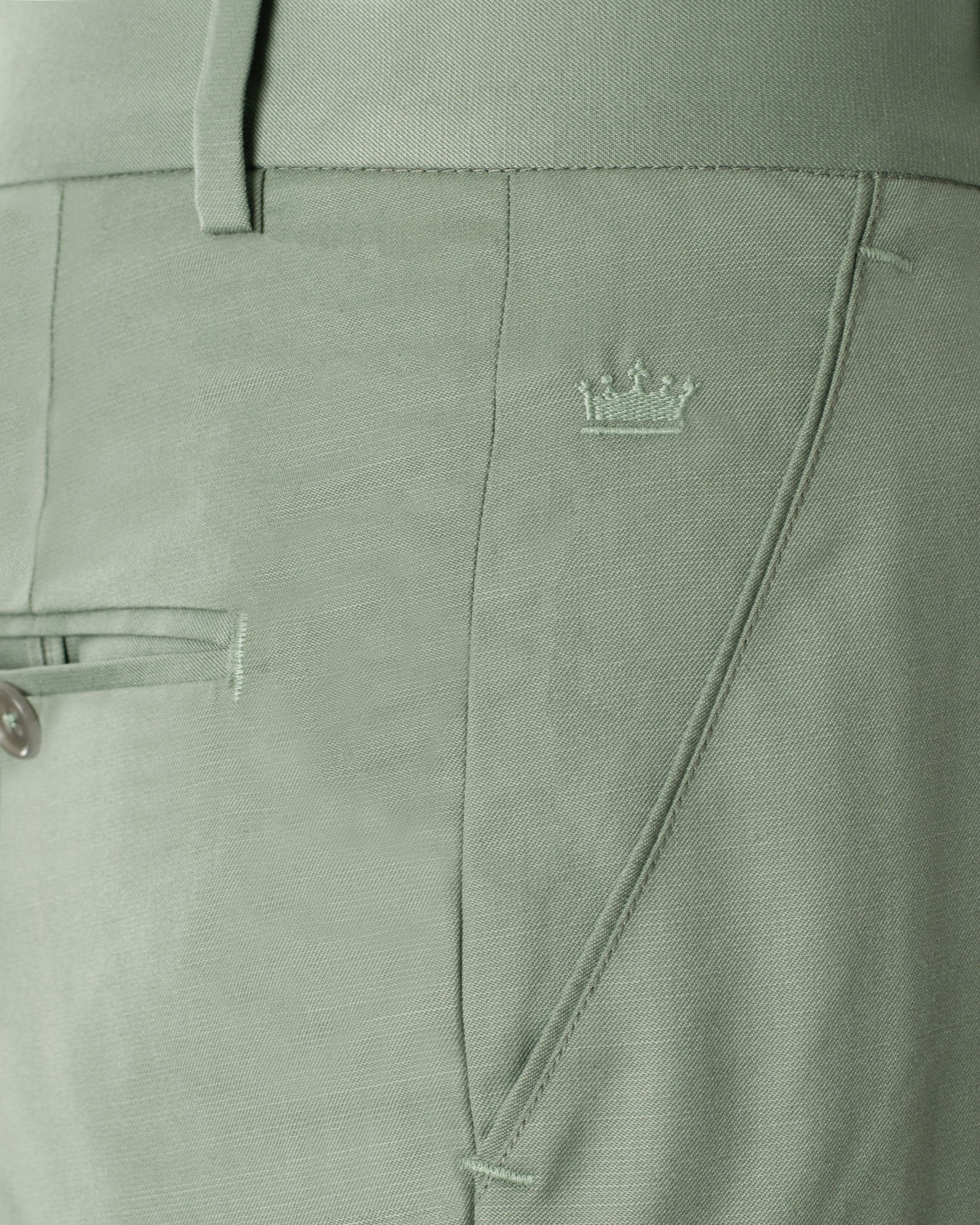 Clay Ash Green Wool Rich Pant