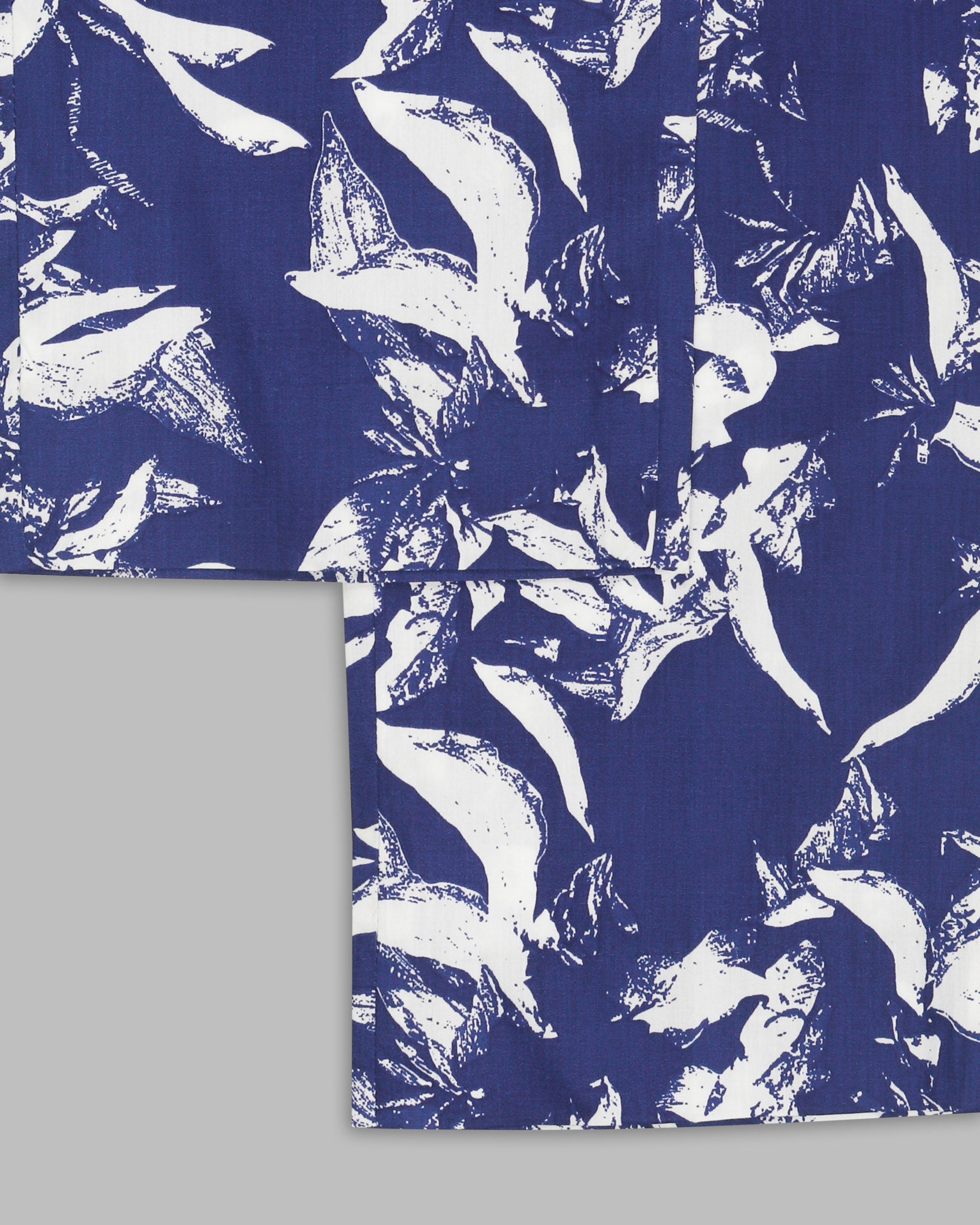 White with royal blue Flowers Printed Premium Cotton Designer Lounge Pant