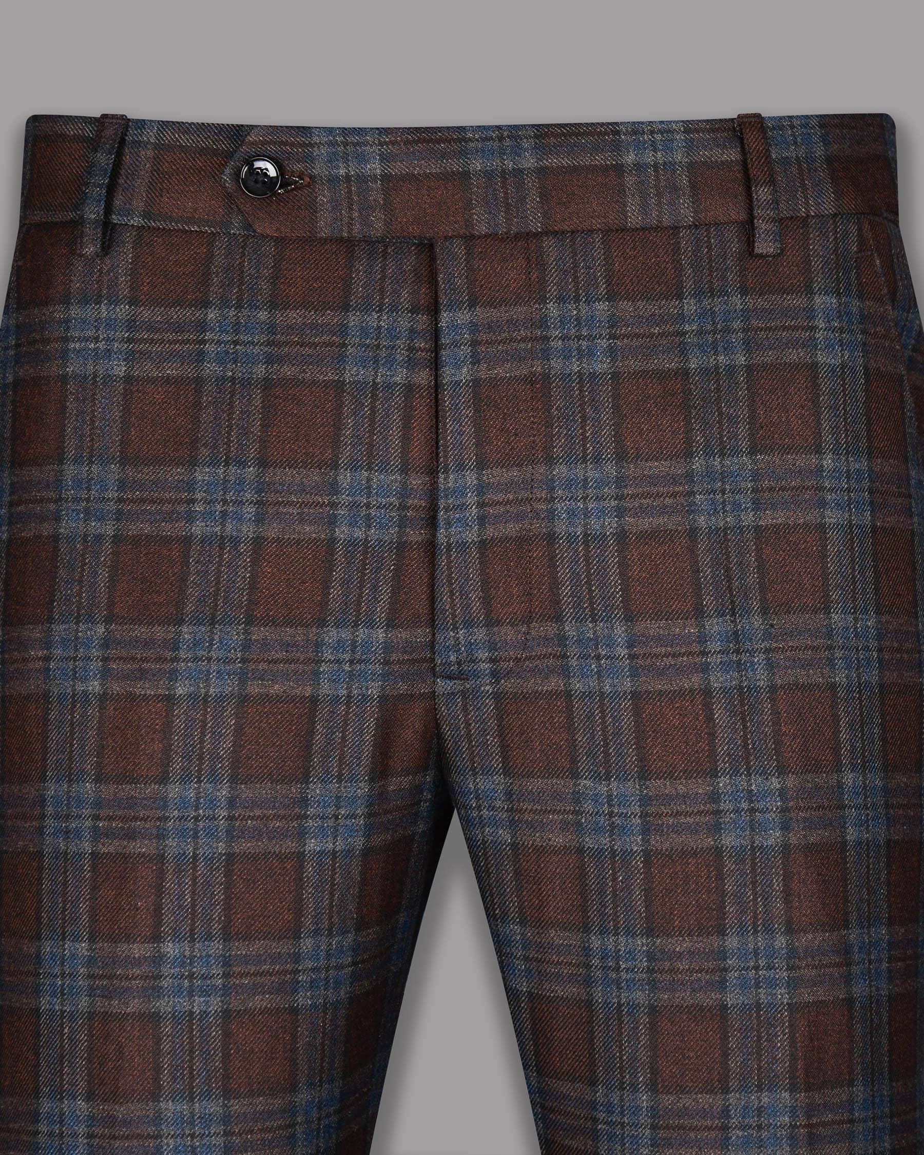 Wood Bark Brown with Port Gore Blue Plaid Pant T1110-36, T1110-40, T1110-42, T1110-28, T1110-30, T1110-32, T1110-34, T1110-38, T1110-44