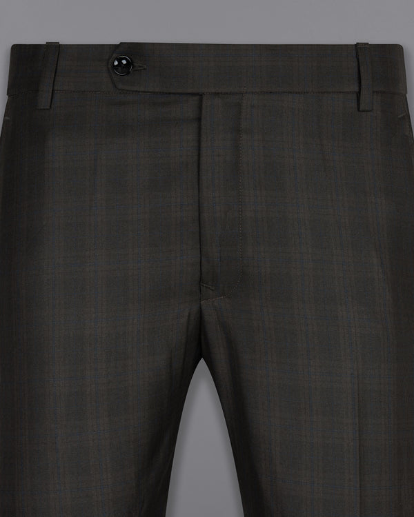Thunder brown Plaid Wool Rich Pant