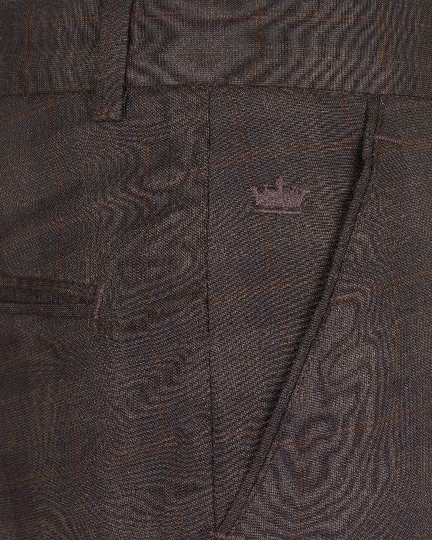 Thunder and Spice Brown Plaid Wool Rich Pant T1458-28, T1458-30, T1458-32, T1458-34, T1458-36, T1458-38, T1458-40, T1458-42, T1458-44