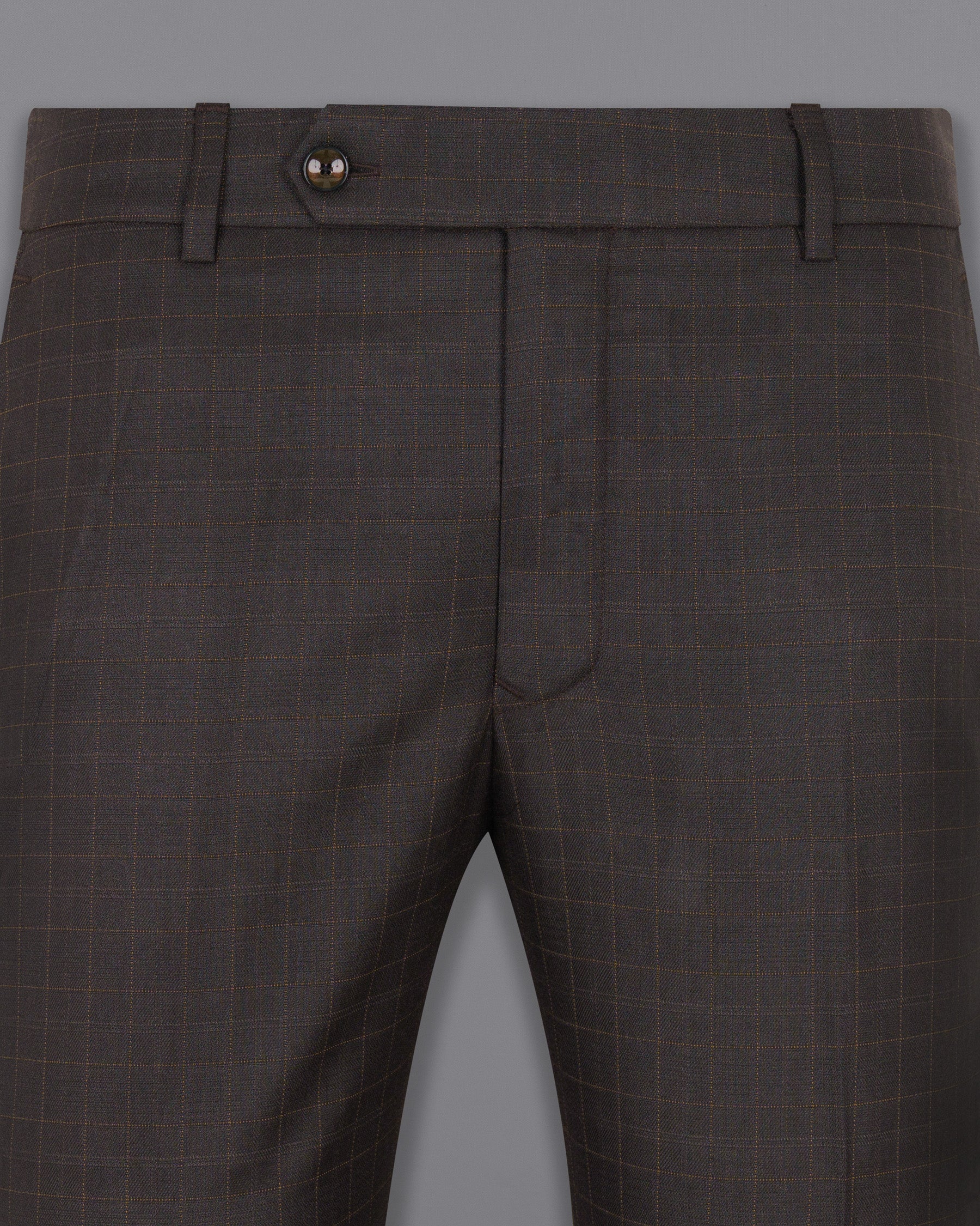 Brown Plaid Wool Rich Pant T1465-28, T1465-30, T1465-32, T1465-34, T1465-36, T1465-38, T1465-40, T1465-42, T1465-44