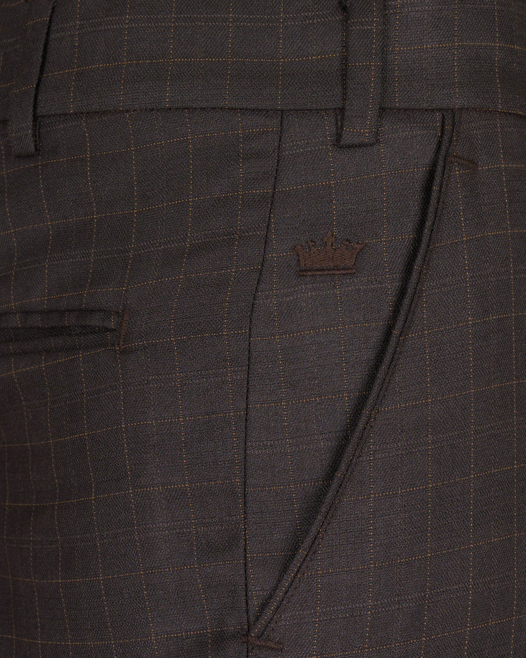 Brown Plaid Wool Rich Pant T1465-28, T1465-30, T1465-32, T1465-34, T1465-36, T1465-38, T1465-40, T1465-42, T1465-44