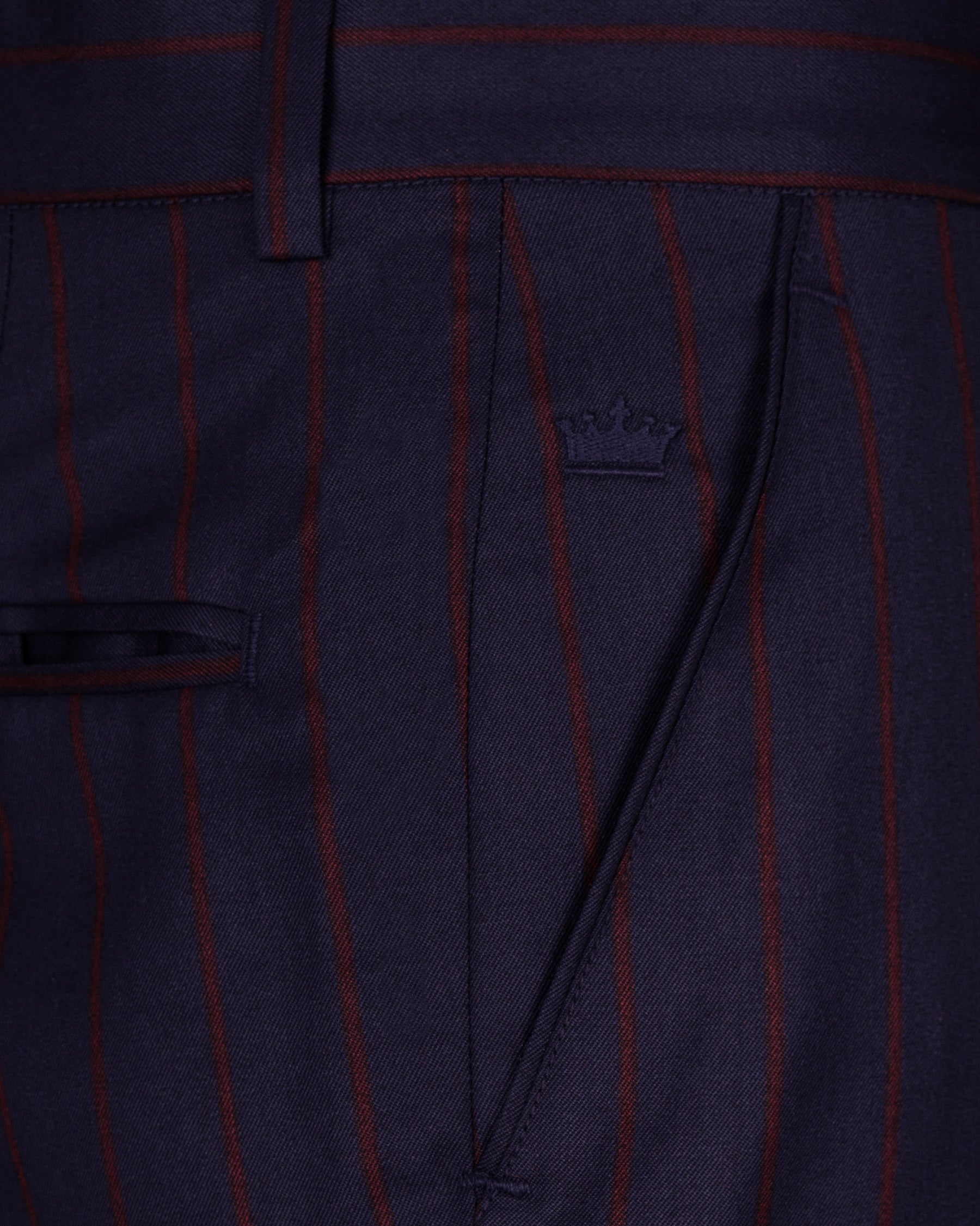 Midnight Express Blue Striped Wool Rich Pant