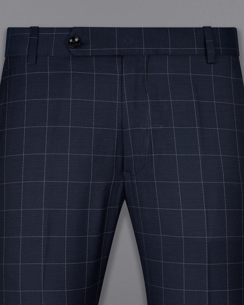 Shark Blue windowpane Wool Rich Pant T1594-28, T1594-30, T1594-32, T1594-34, T1594-36, T1594-38, T1594-40, T1594-42, T1594-44