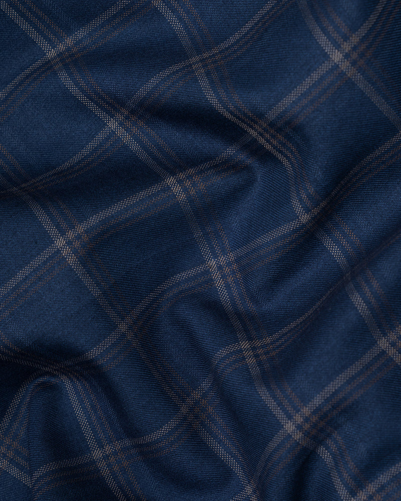 Cloud Burst Blue Super fine Windowpane Wool Rich Pant T1610-28, T1610-30, T1610-32, T1610-34, T1610-36, T1610-38, T1610-40, T1610-42, T1610-44