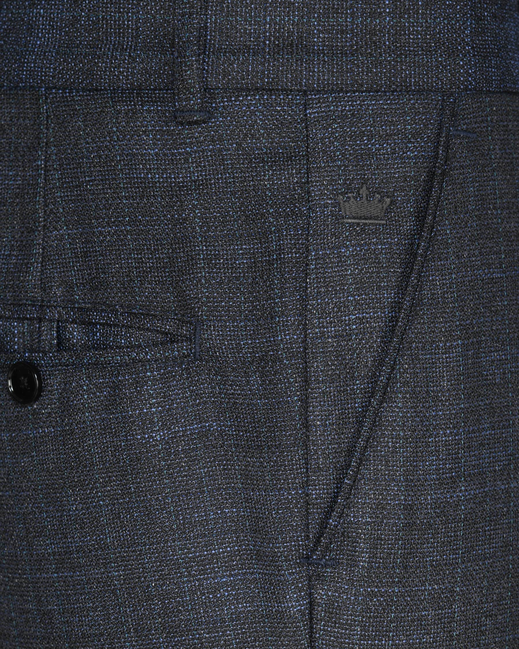 Charcoal with tonal and sky Slubbed Wool Rich Pant