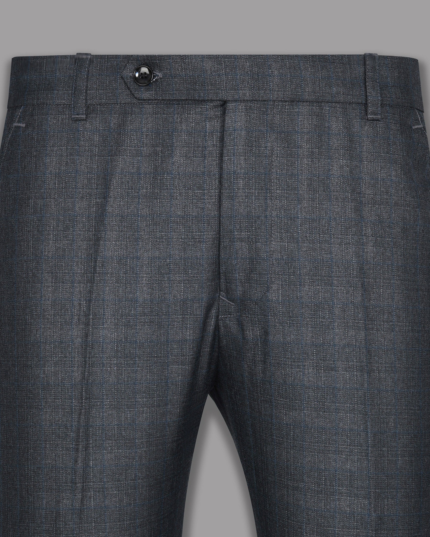 Charcoal with Subtle sky Windowpane Wool Blend Pant T743-28, T743-30, T743-32, T743-36, T743-38, T743-42, T743-44, T743-34, T743-40