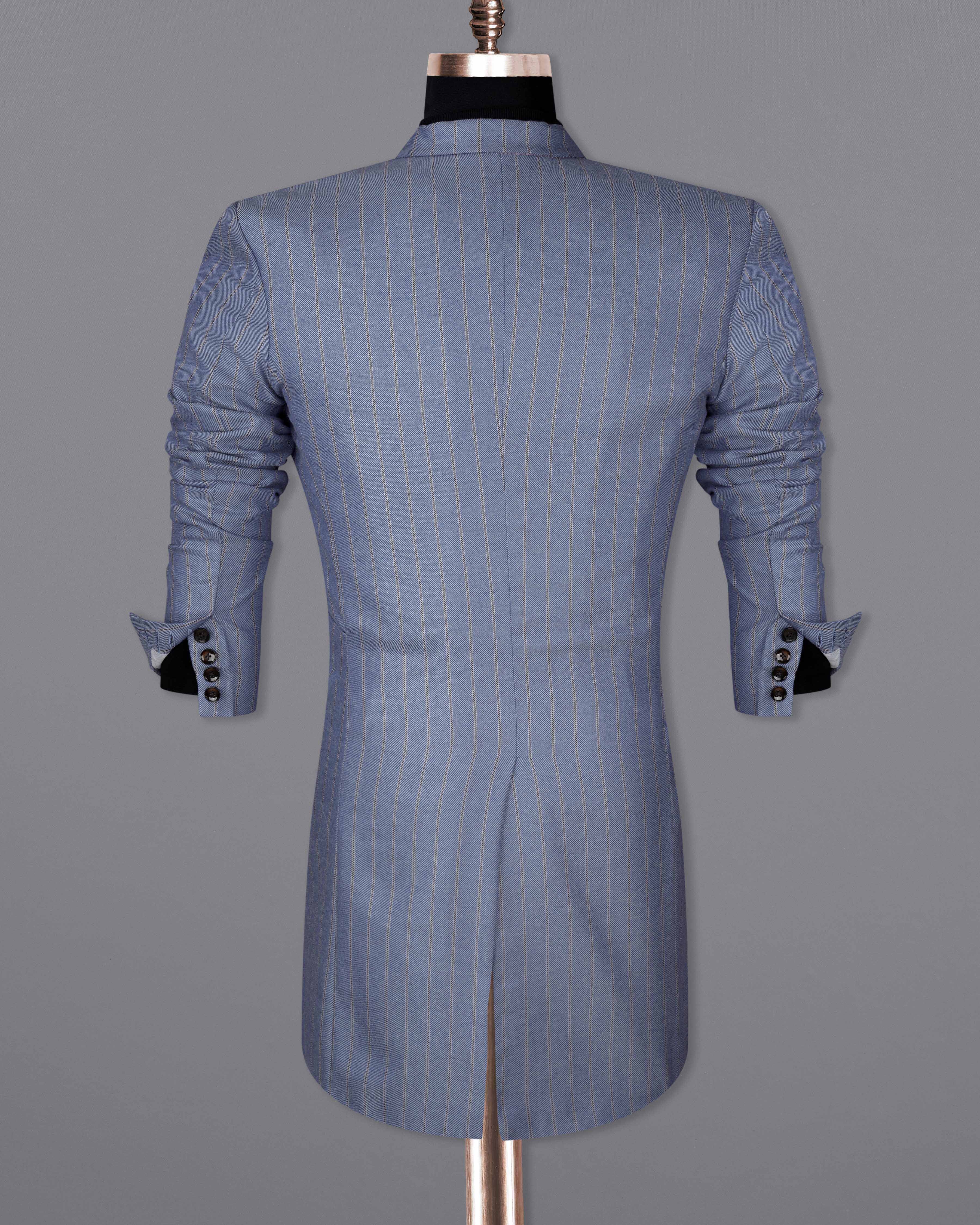 Waterloo Blue Striped Double Breasted Designer Trench Coat TCB2086-DB-36, TCB2086-DB-38, TCB2086-DB-40, TCB2086-DB-42, TCB2086-DB-44, TCB2086-DB-46, TCB2086-DB-48, TCB2086-DB-50, TCB2086-DB-52, TCB2086-DB-54, TCB2086-DB-56, TCB2086-DB-58, TCB2086-DB-60