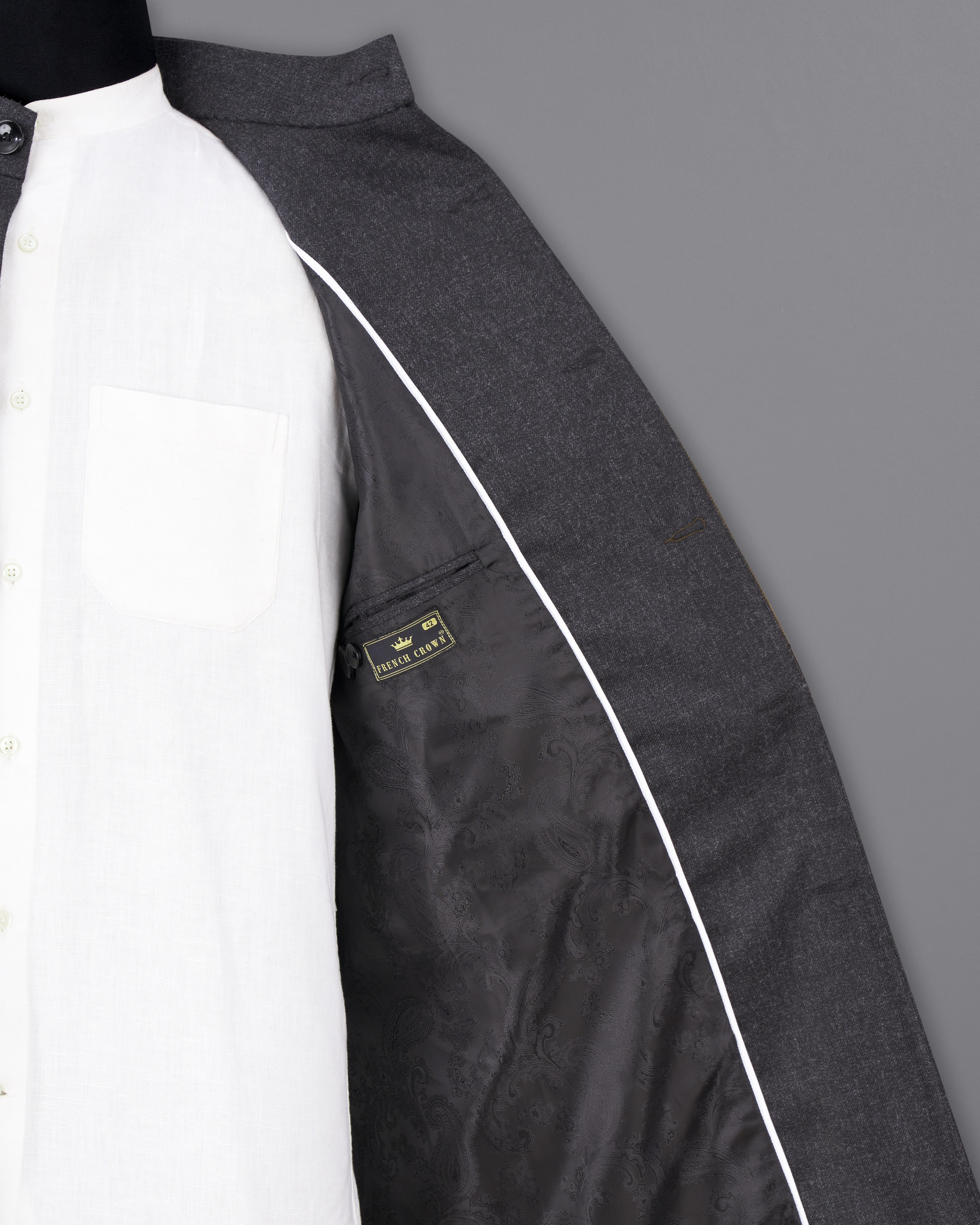 Piano Gray Wool Rich Designer Trench Coat TCB2515-D239-36, TCB2515-D239-38, TCB2515-D239-40, TCB2515-D239-42, TCB2515-D239-44, TCB2515-D239-46, TCB2515-D239-48, TCB2515-D239-50, TCB2515-D239-52, TCB2515-D239-54, TCB2515-D239-56, TCB2515-D239-58, TCB2515-D239-60