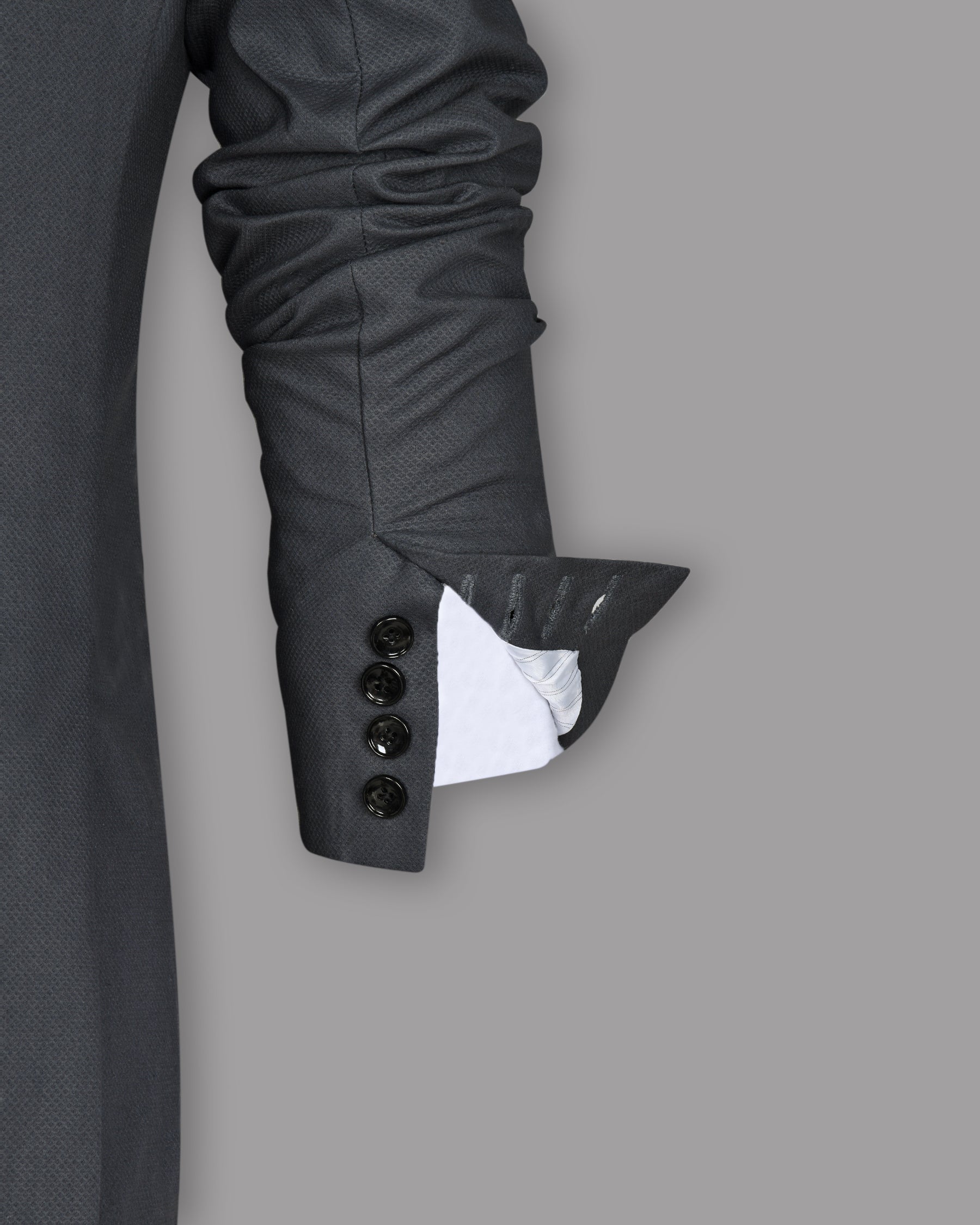 Grey Textured Cotton Trench Coat with Pant TCPT04SB-36, TCPT04SB-38, TCPT04SB-40, TCPT04SB-42, TCPT04SB-44, TCPT04SB-46, TCPT04SB-48, TCPT04SB-50, TCPT04SB-52, TCPT04SB-54, TCPT04SB-56, TCPT04SB-58, TCPT04SB-60