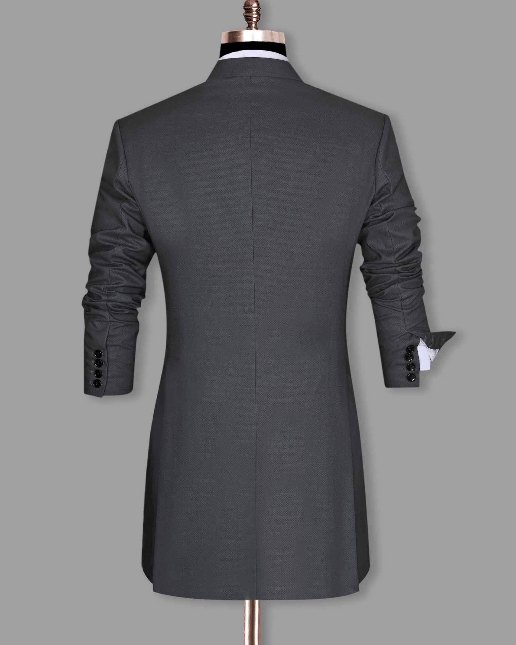 Grey Textured Cotton Trench Coat with Pant TCPT04SB-36, TCPT04SB-38, TCPT04SB-40, TCPT04SB-42, TCPT04SB-44, TCPT04SB-46, TCPT04SB-48, TCPT04SB-50, TCPT04SB-52, TCPT04SB-54, TCPT04SB-56, TCPT04SB-58, TCPT04SB-60