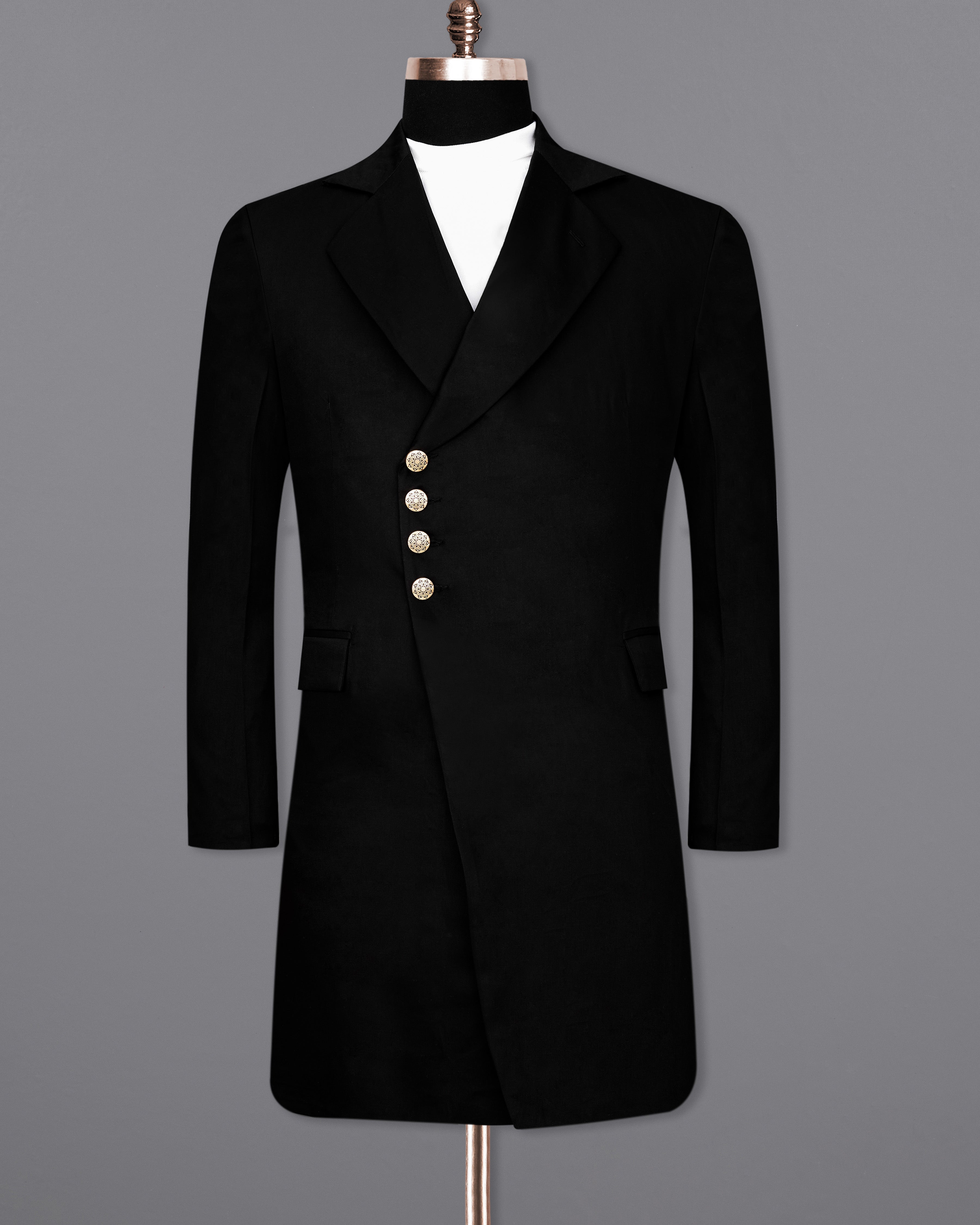 Jade Black Subtle Sheen Designer Trench Coat TCB2383-D242-36, TCB2383-D242-38, TCB2383-D242-40, TCB2383-D242-42, TCB2383-D242-44, TCB2383-D242-46, TCB2383-D242-48, TCB2383-D242-50, TCB2383-D242-52, TCB2383-D242-54, TCB2383-D242-56, TCB2383-D242-58, TCB2383-D242-60