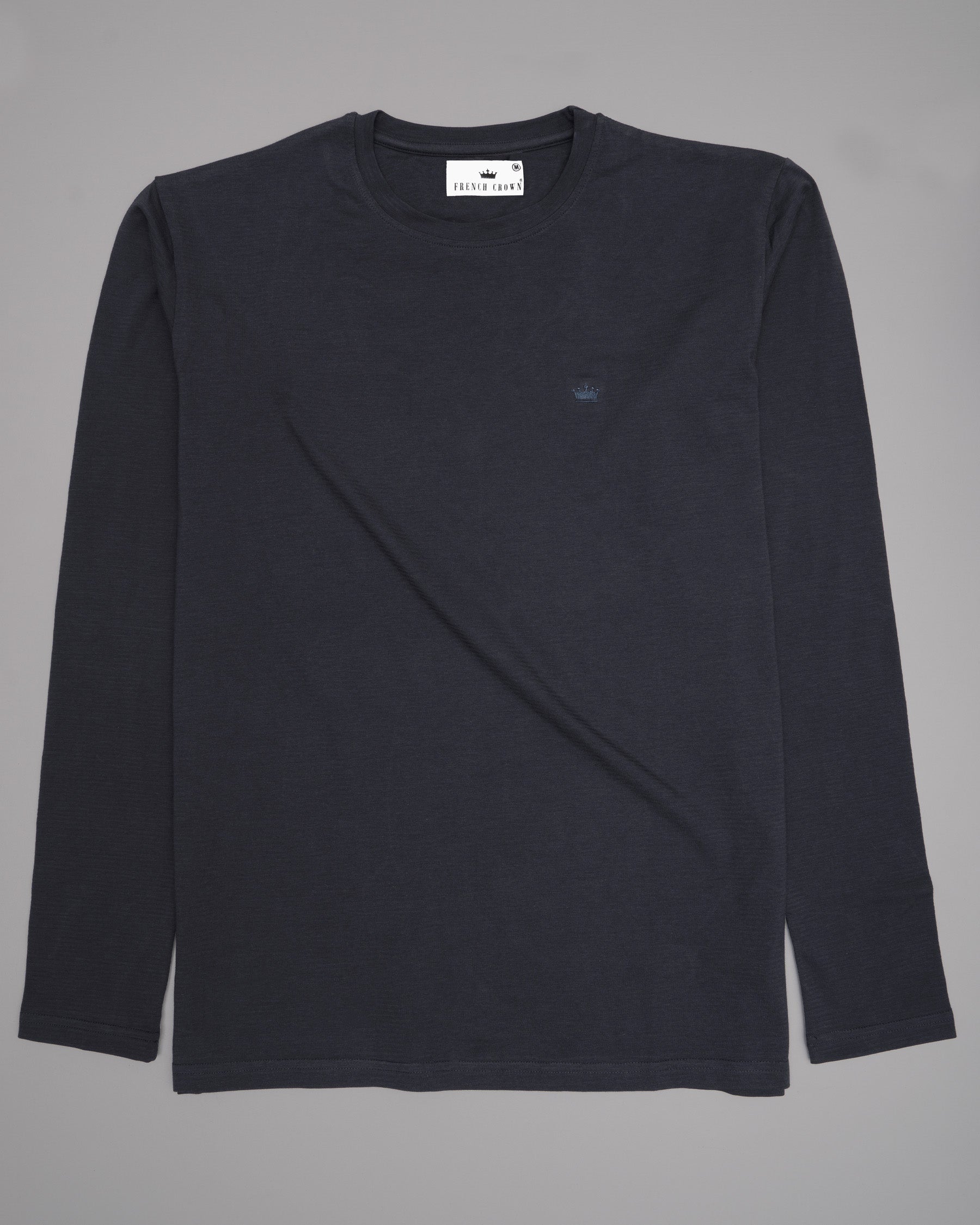 Denim Blue Slubbed Full-Sleeve Super soft Supima Organic Cotton Jersey T-shirt TS149-S, TS149-M, TS149-L, TS149-XL, TS149-XXL