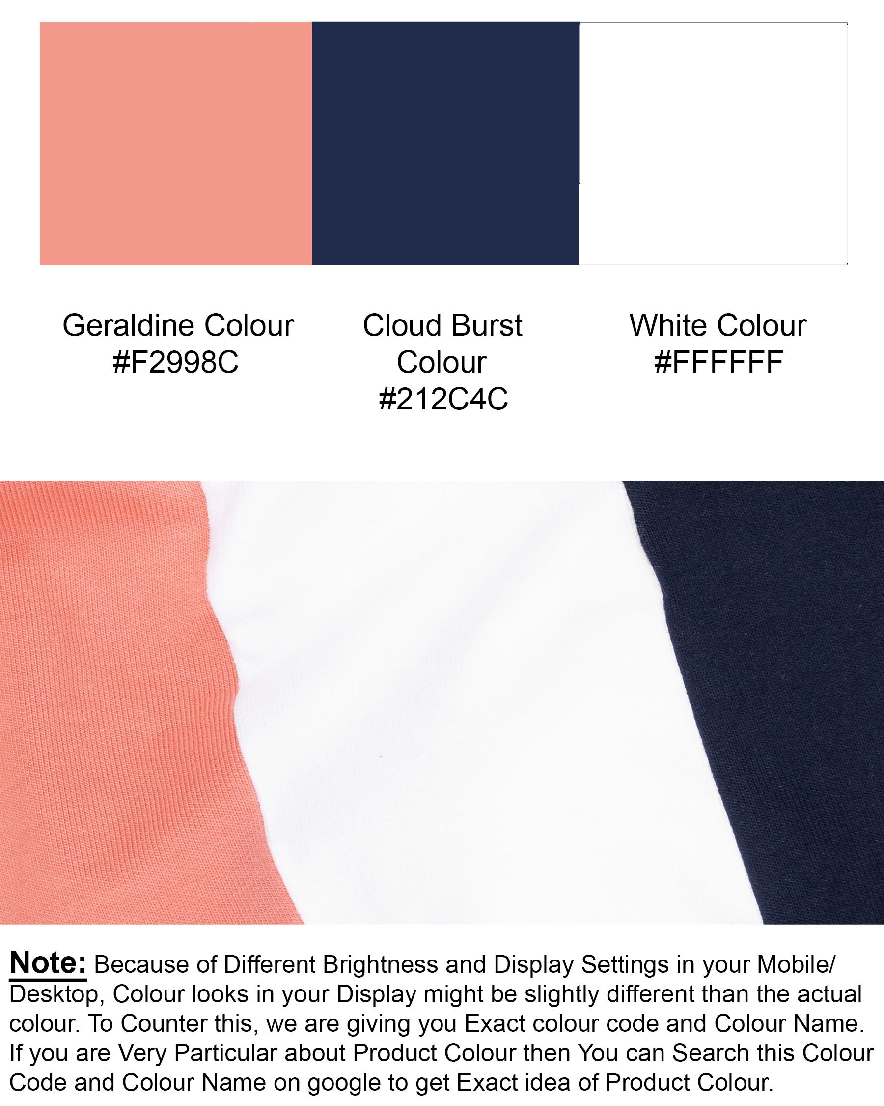 Geraldine Peach and Cloud Burst Blue Color block Super Soft Zipper SWEATSHIRT TS536-S, TS536-M, TS536-L, TS536-XL, TS536-XXL