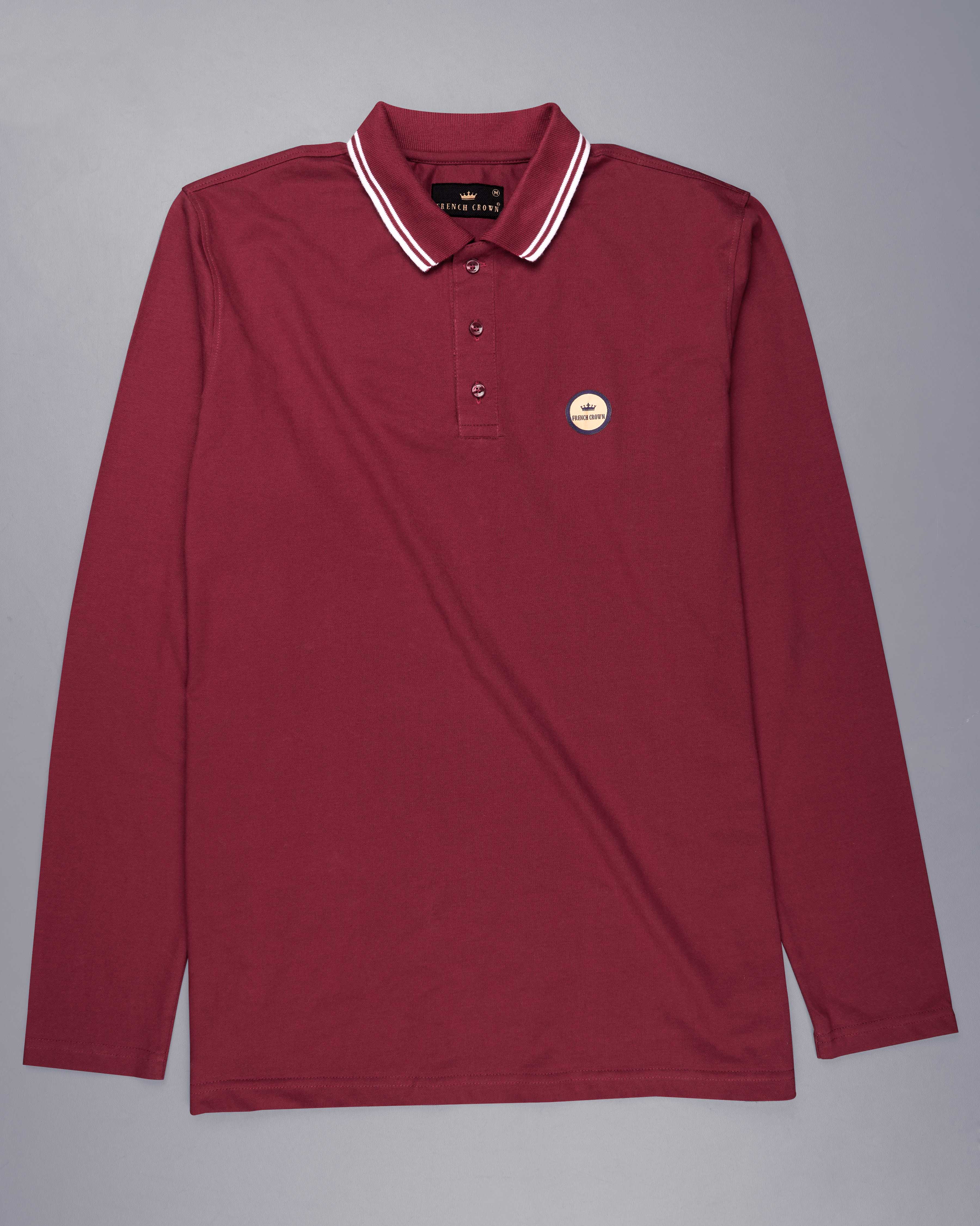 Merlot Red Super Soft Full Sleeve Mercerised Pique Polo TS563-S, TS563-M, TS563-L, TS563-XL, TS563-XXL