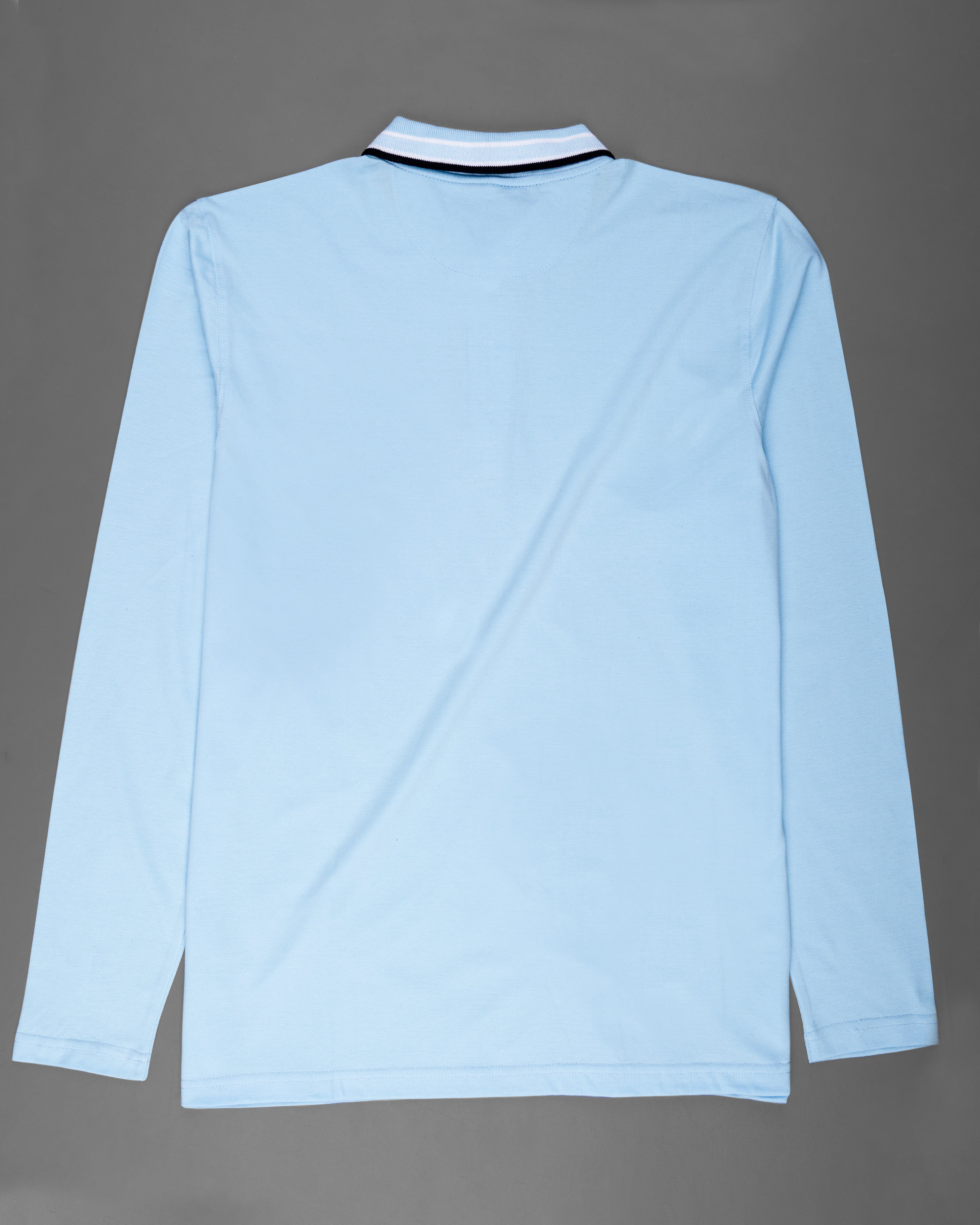 Pale Cerulean Blue Full sleeve Premium Cotton Mercerised Pique Polo TS565-S, TS565-M, TS565-L, TS565-XL, TS565-XXL