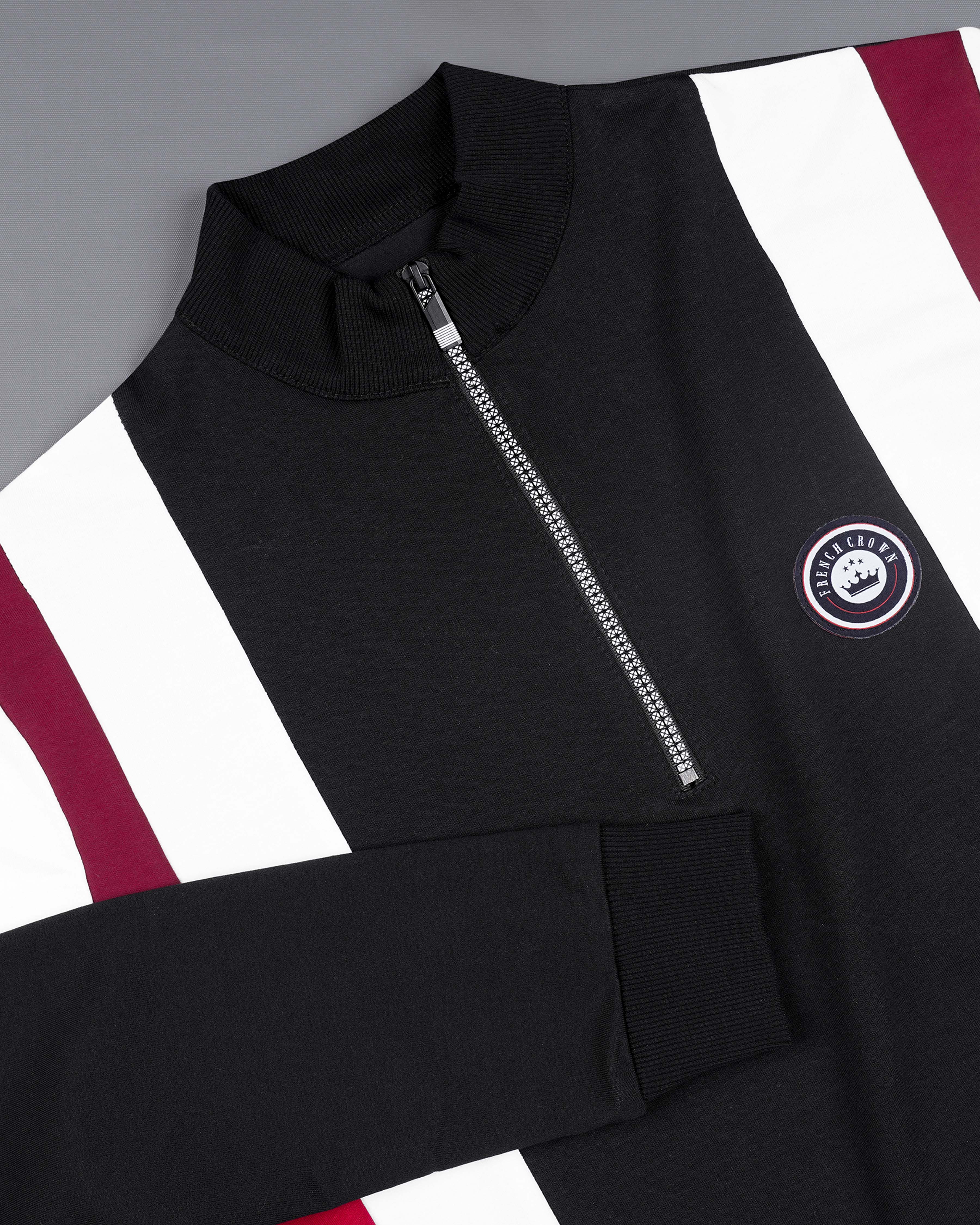 Black and Claret Red Colourblock Sweatshirt TS572-S, TS572-M, TS572-L, TS572-XL, TS572-XXL