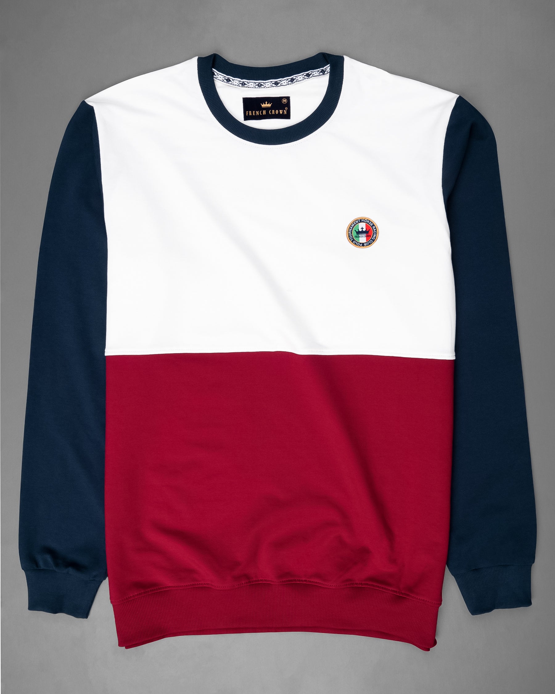 Bright White and Merlot Colourblock Sweatshirt TS573-S, TS573-M, TS573-L, TS573-XL, TS573-XXL