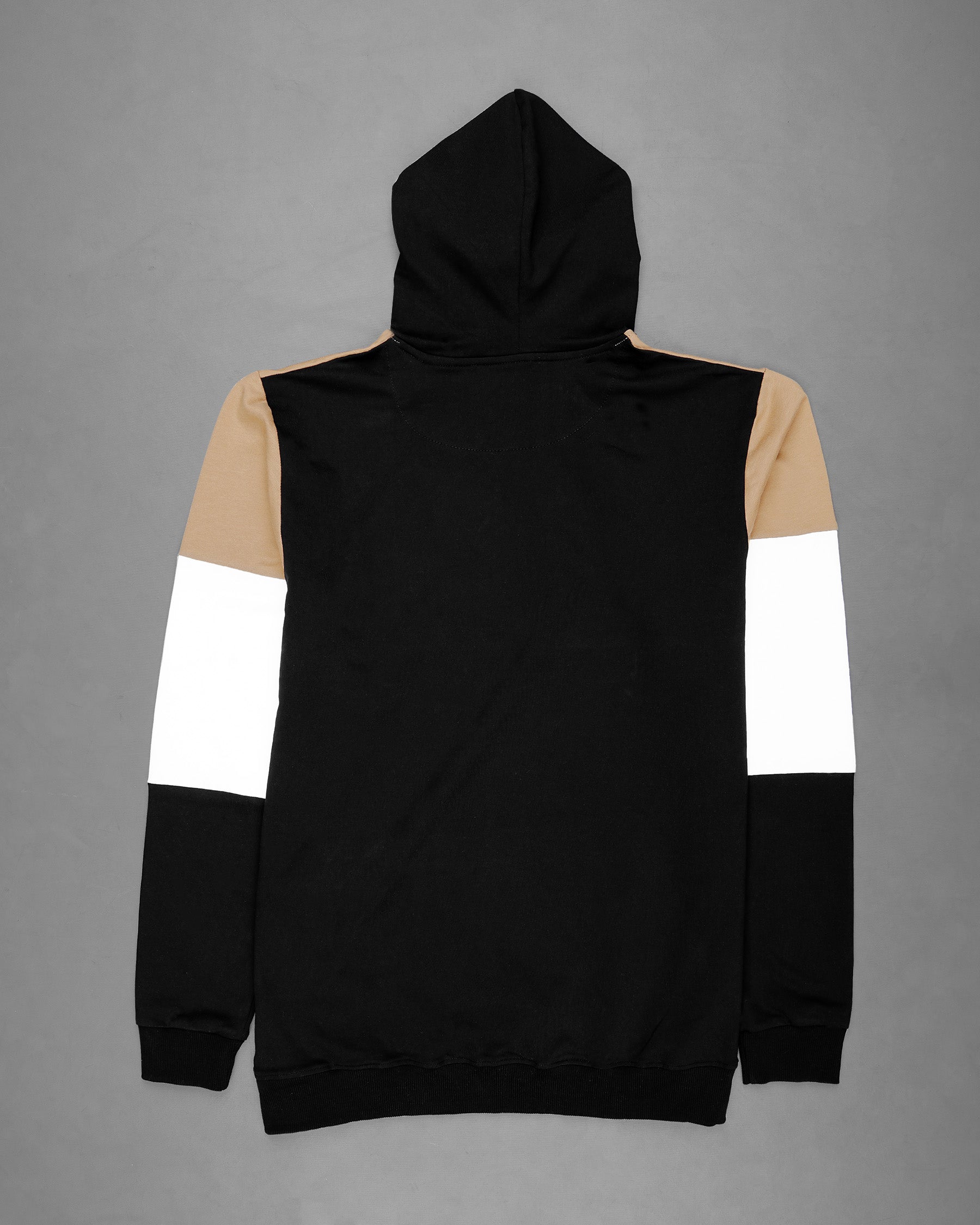 Cashmere Light Brown and Bright White With Black Colour Block Hoodie Sweatshirt TS578-S, TS578-M, TS578-L, TS578-XL, TS578-XXL, TS578-3XL, TS578-4XL