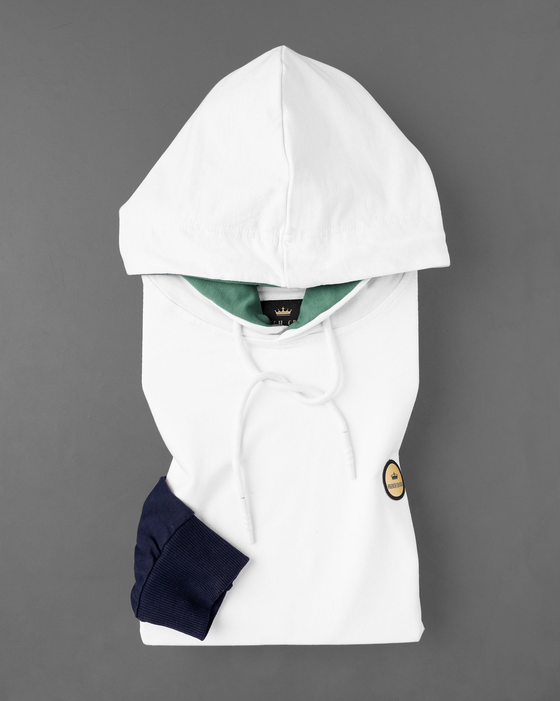Bright White with Gunmetal Blue and Dusty Teal Green Hoodie Sweatshirt TS584-S, TS584-M, TS584-L, TS584-XL, TS584-XXL