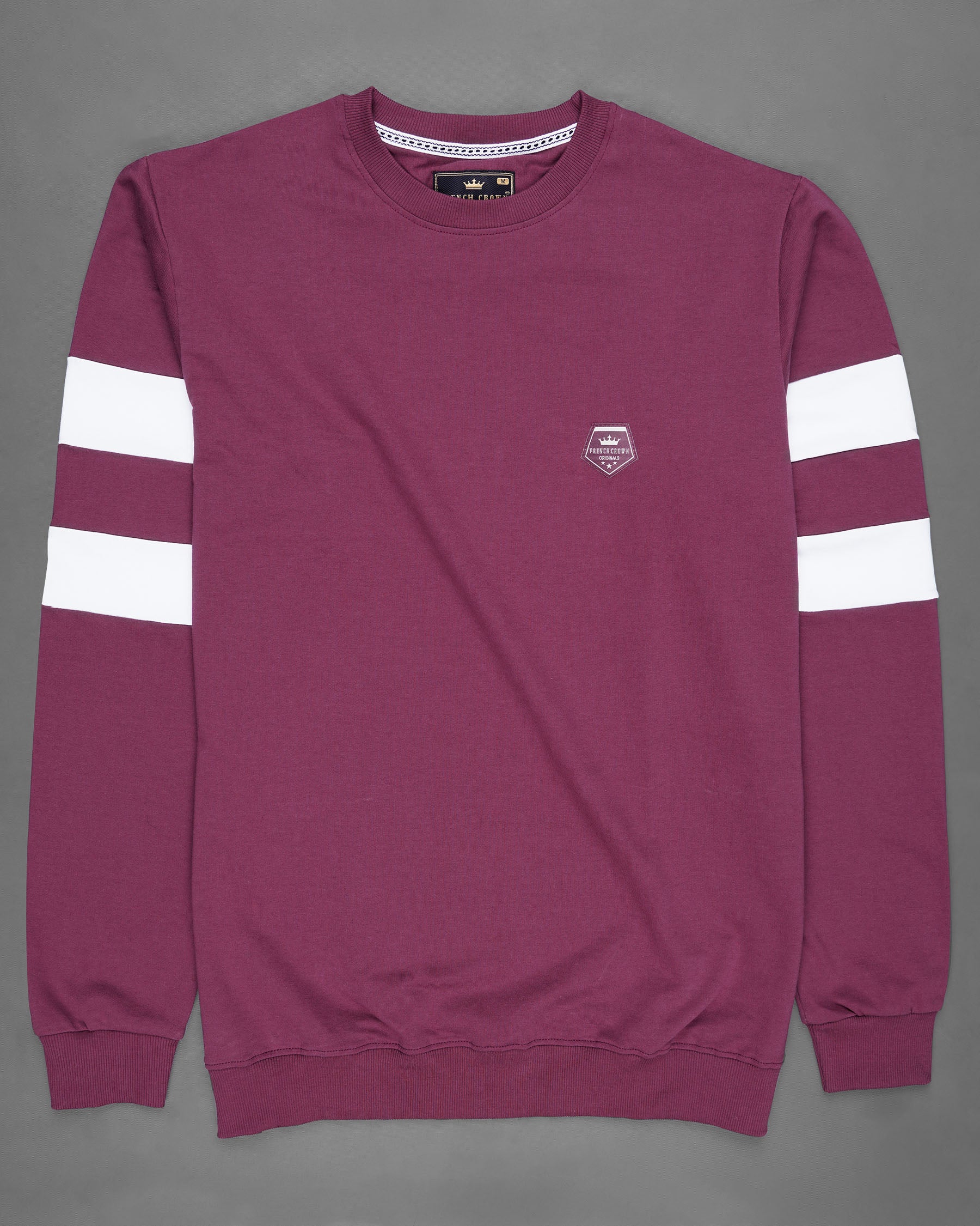 Camelot Wine with Bright White Patch Worked Sweatshirt TS585-S, TS585-M, TS585-L, TS585-XL, TS585-XXL