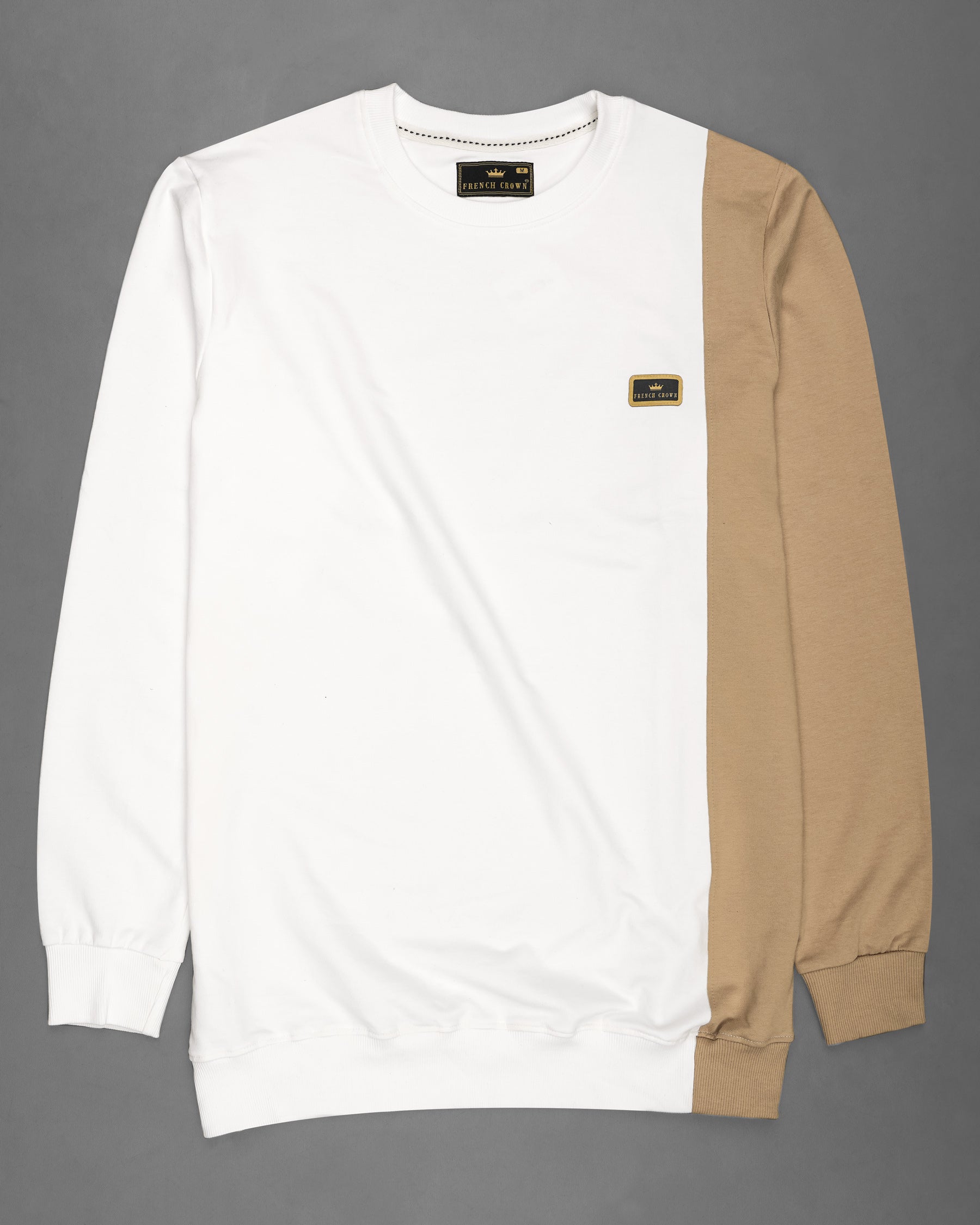 Bright White and Muesli Brown Sweatshirt TS594-S, TS594-M, TS594-L, TS594-XL, TS594-XXL