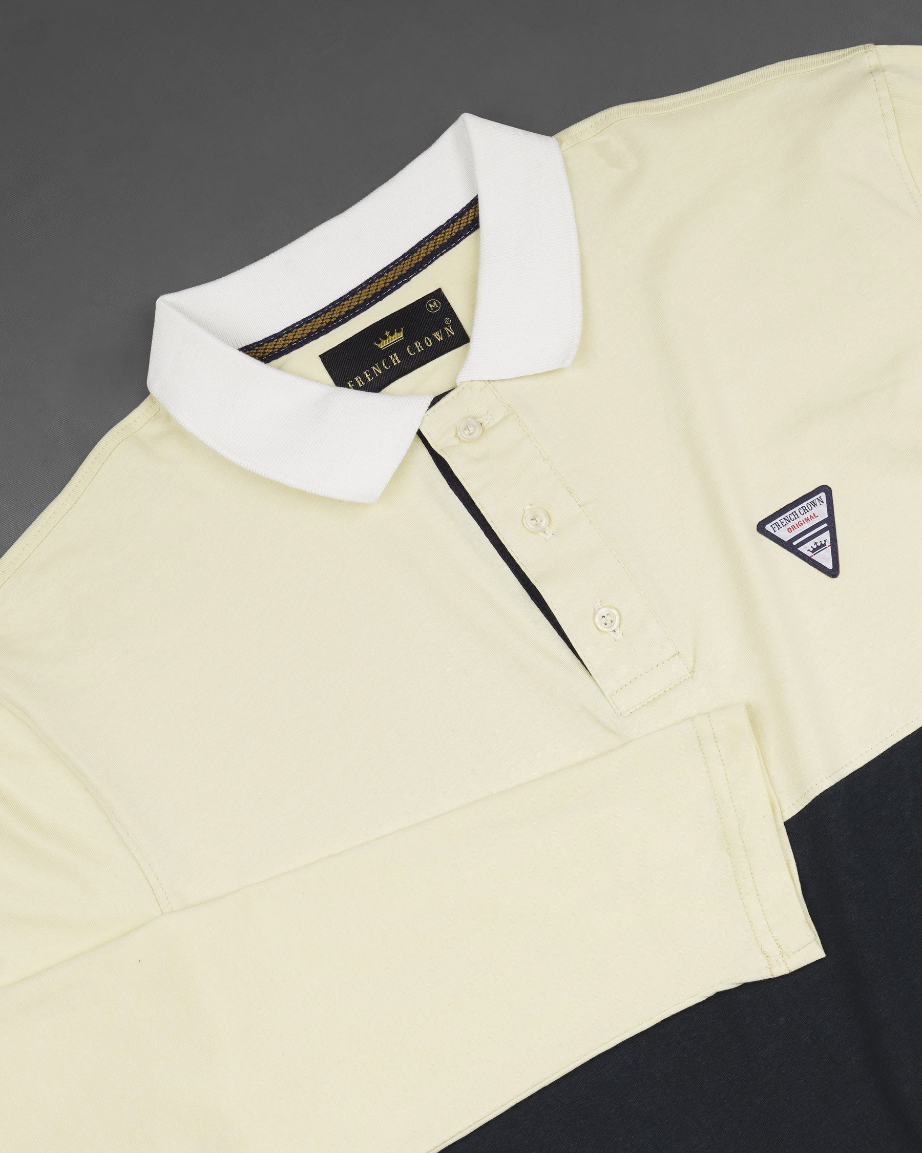 Periglacial Cream with Zeus Black Patch Design Organic Cotton Mercerised Pique Polo TS598-S, TS598-M, TS598-L, TS598-XL, TS598-XXL