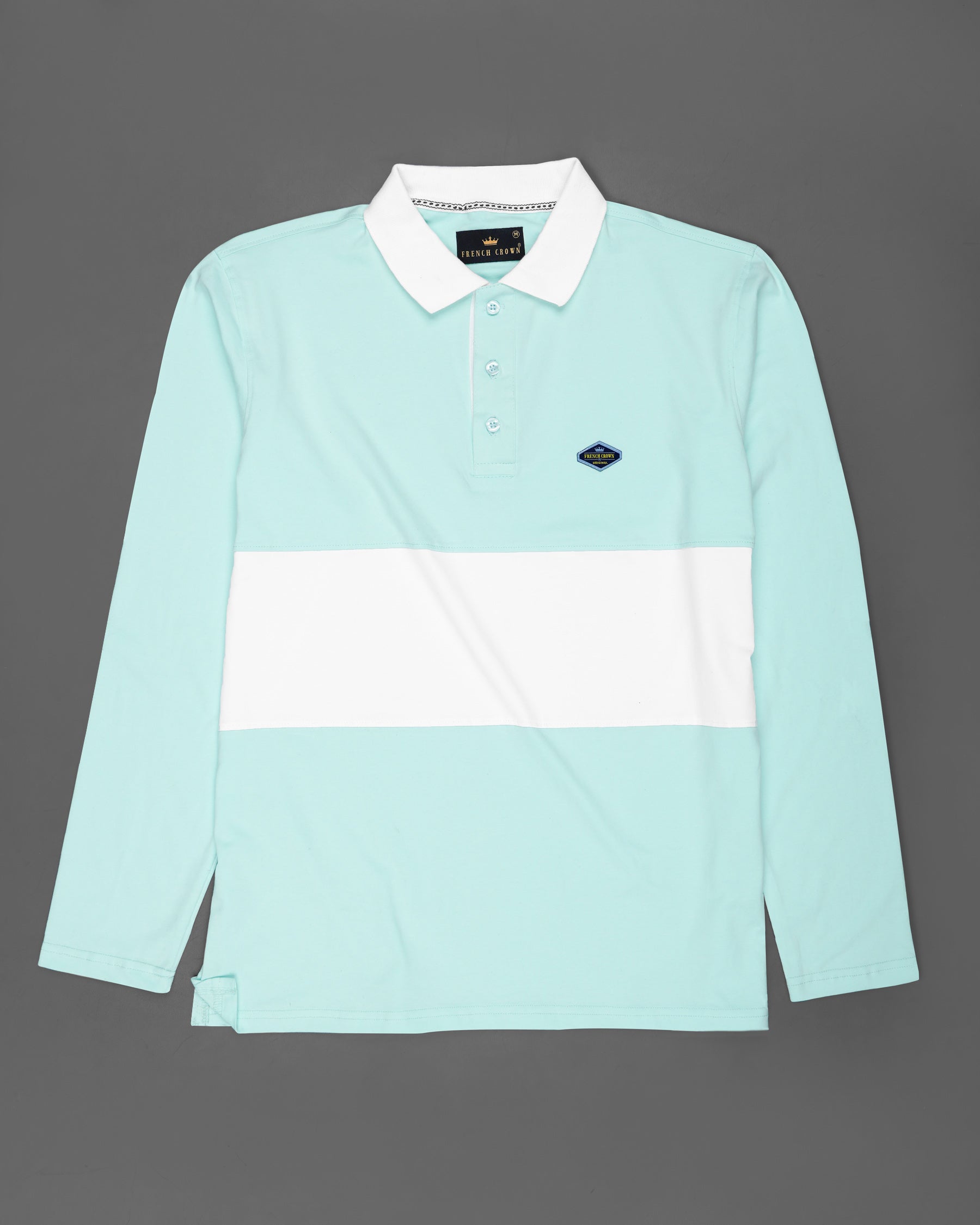 Botticelli Sea Blue with White Patch Design Organic Cotton Mercerised Pique Polo TS599-S, TS599-M, TS599-L, TS599-XL, TS599-XXL