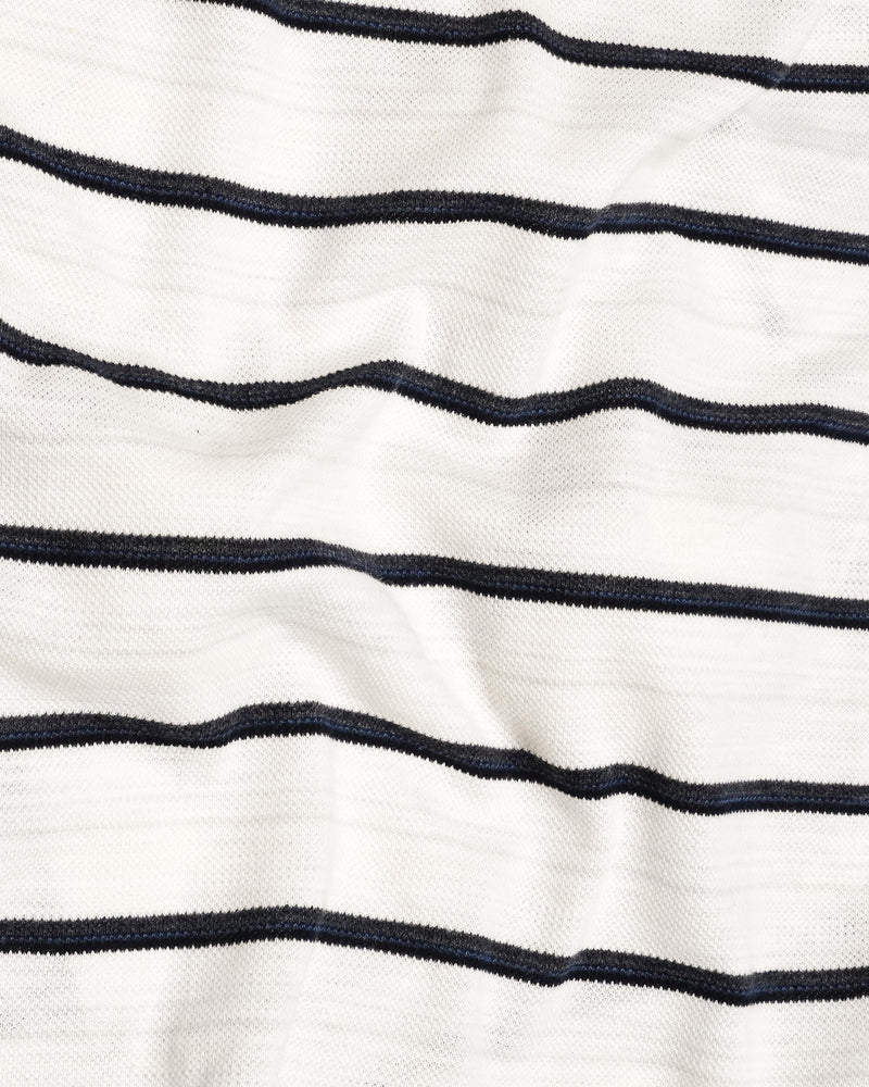 Bright White with Jade Black Striped Super Soft Organic Pique Polo TS606-S, TS606-M, TS606-L, TS606-XL, TS606-XXL, TS606-3XL, TS606-4XL