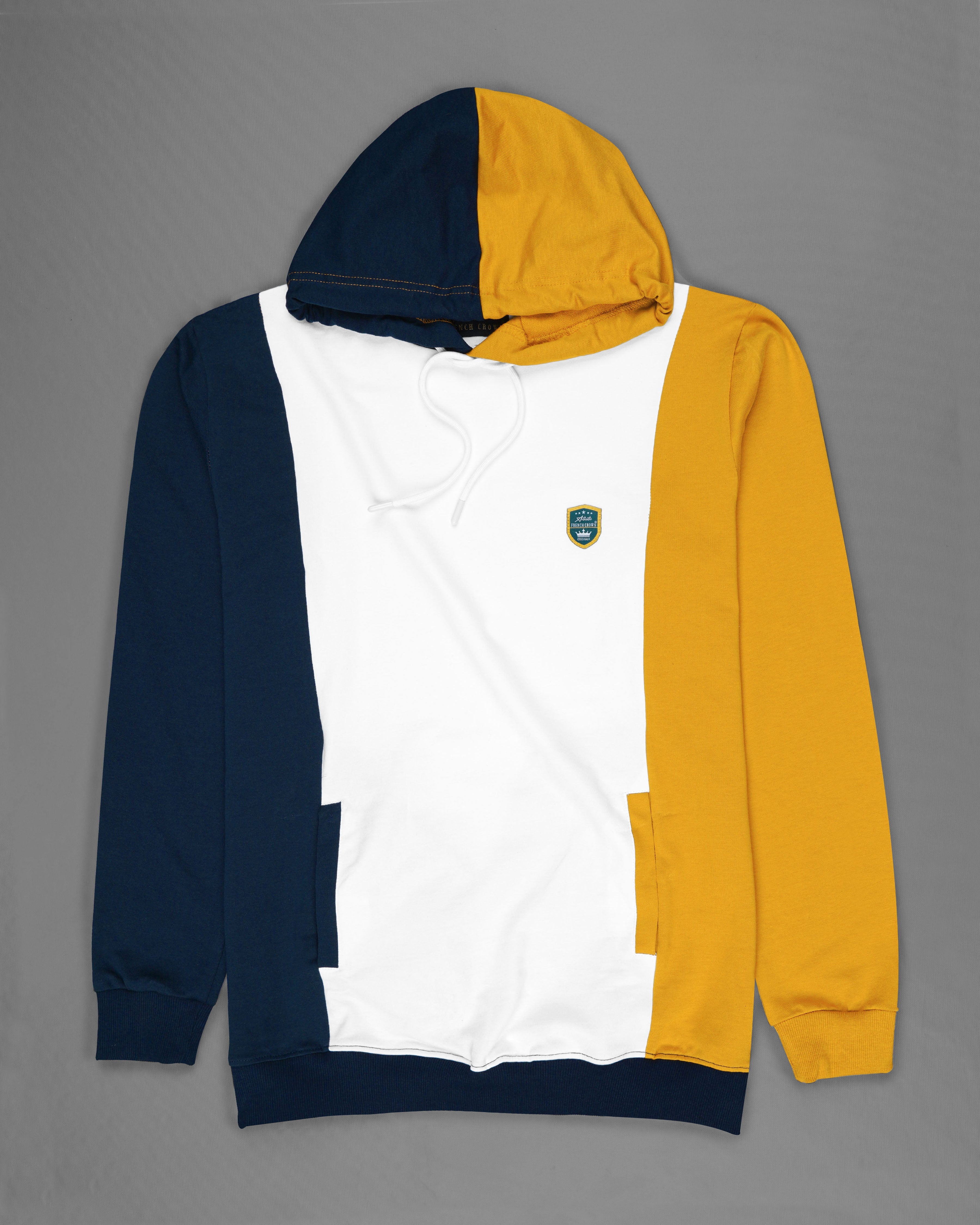 Tangaroa Blue, Yellow and White Block Pattern Super Soft Premium Cotton Hoodie Sweatshirt TS608-S, TS608-M, TS608-L, TS608-XL, TS608-XXL