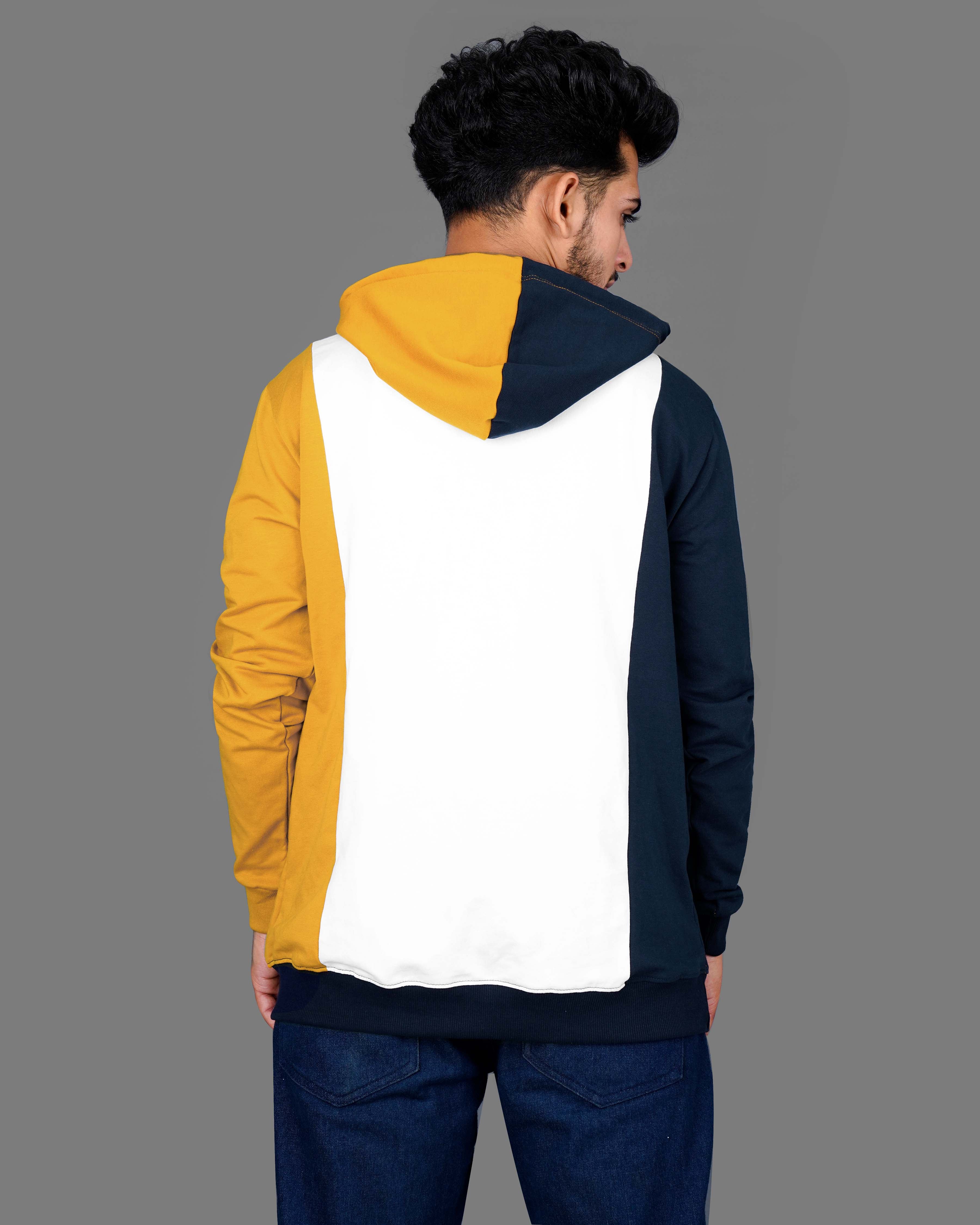 Tangaroa Blue, Yellow and White Block Pattern Super Soft Premium Cotton Hoodie Sweatshirt TS608-S, TS608-M, TS608-L, TS608-XL, TS608-XXL