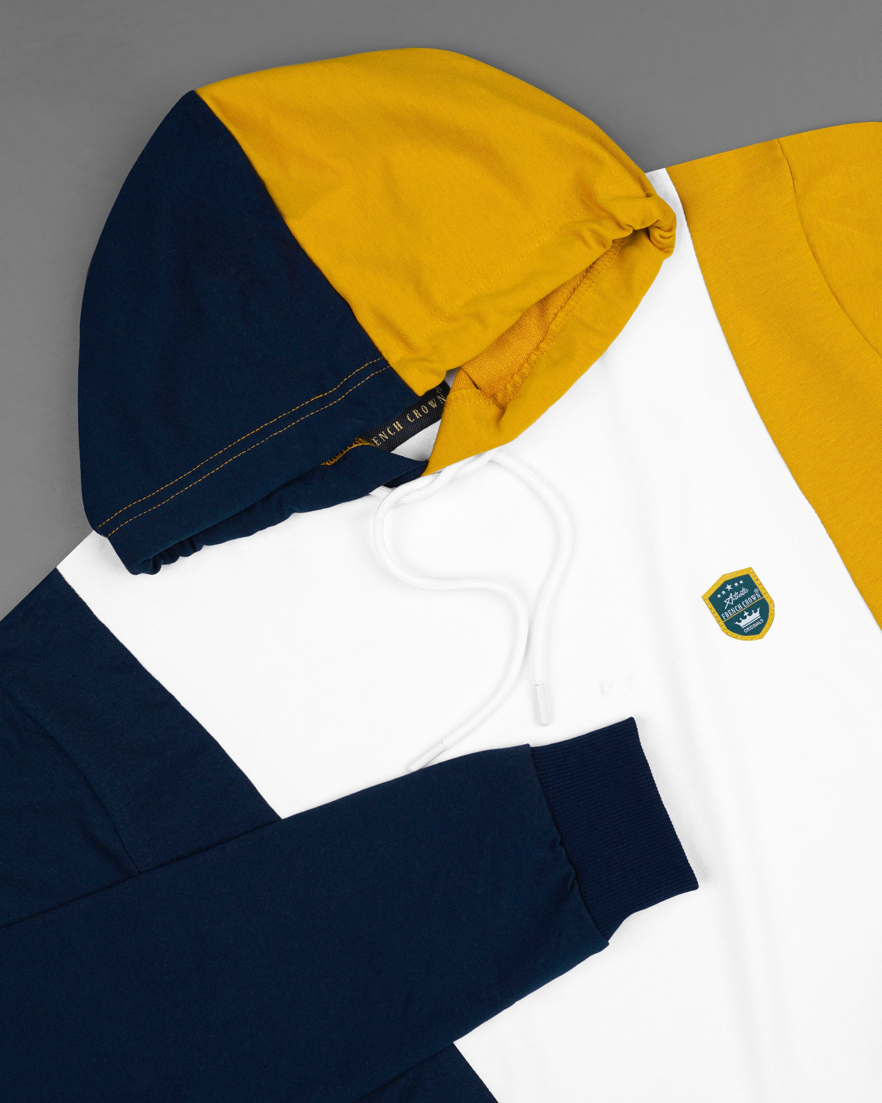 Tangaroa Blue, Yellow and White Block Pattern Super Soft Premium Cotton Hoodie Sweatshirt TS608-S, TS608-M, TS608-L, TS608-XL, TS608-XXL