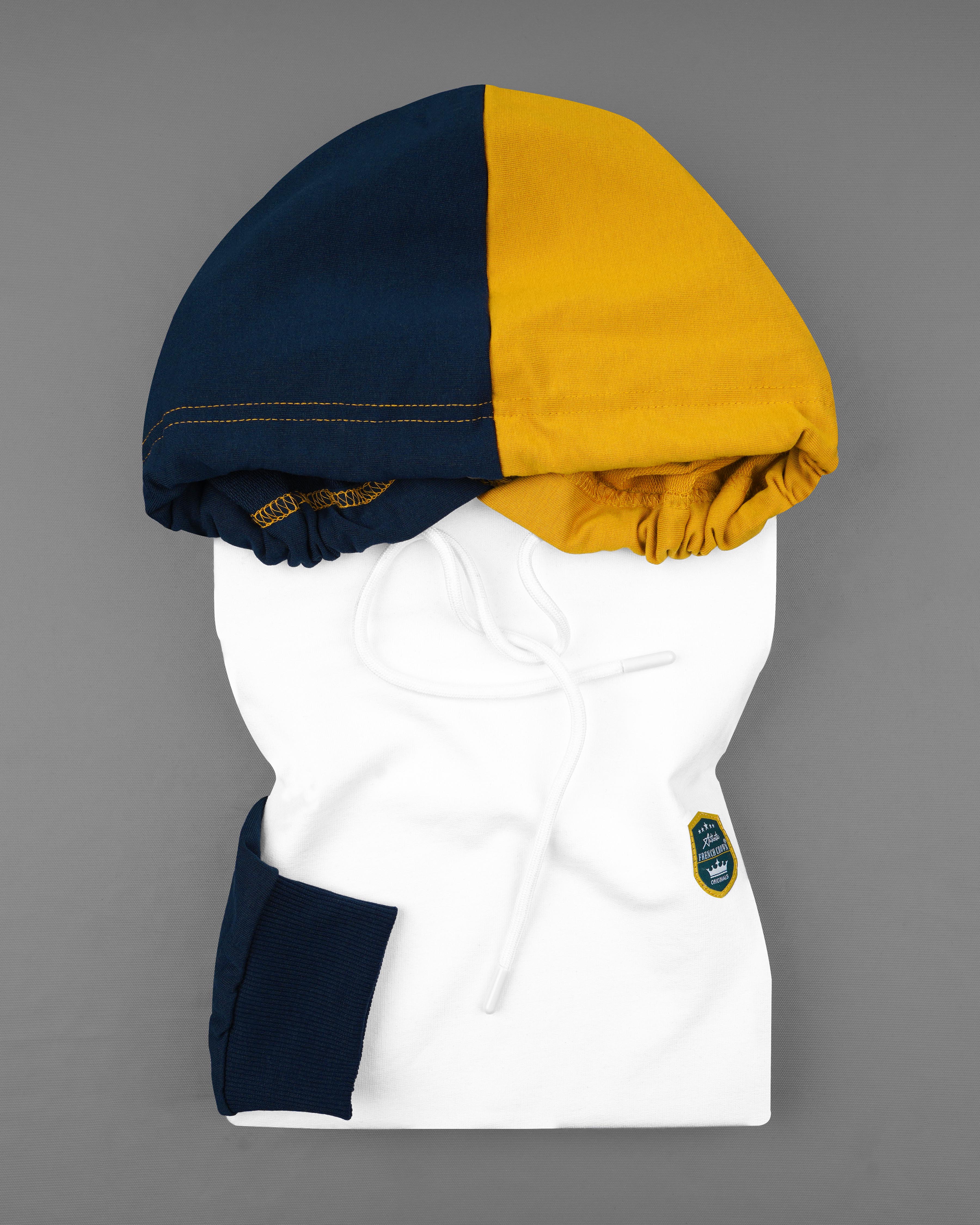 Tangaroa Blue, Yellow and White Block Pattern Super Soft Premium Cotton Hoodie Sweatshirt TS608-S, TS608-M, TS608-L, TS608-XL, TS608-XXL