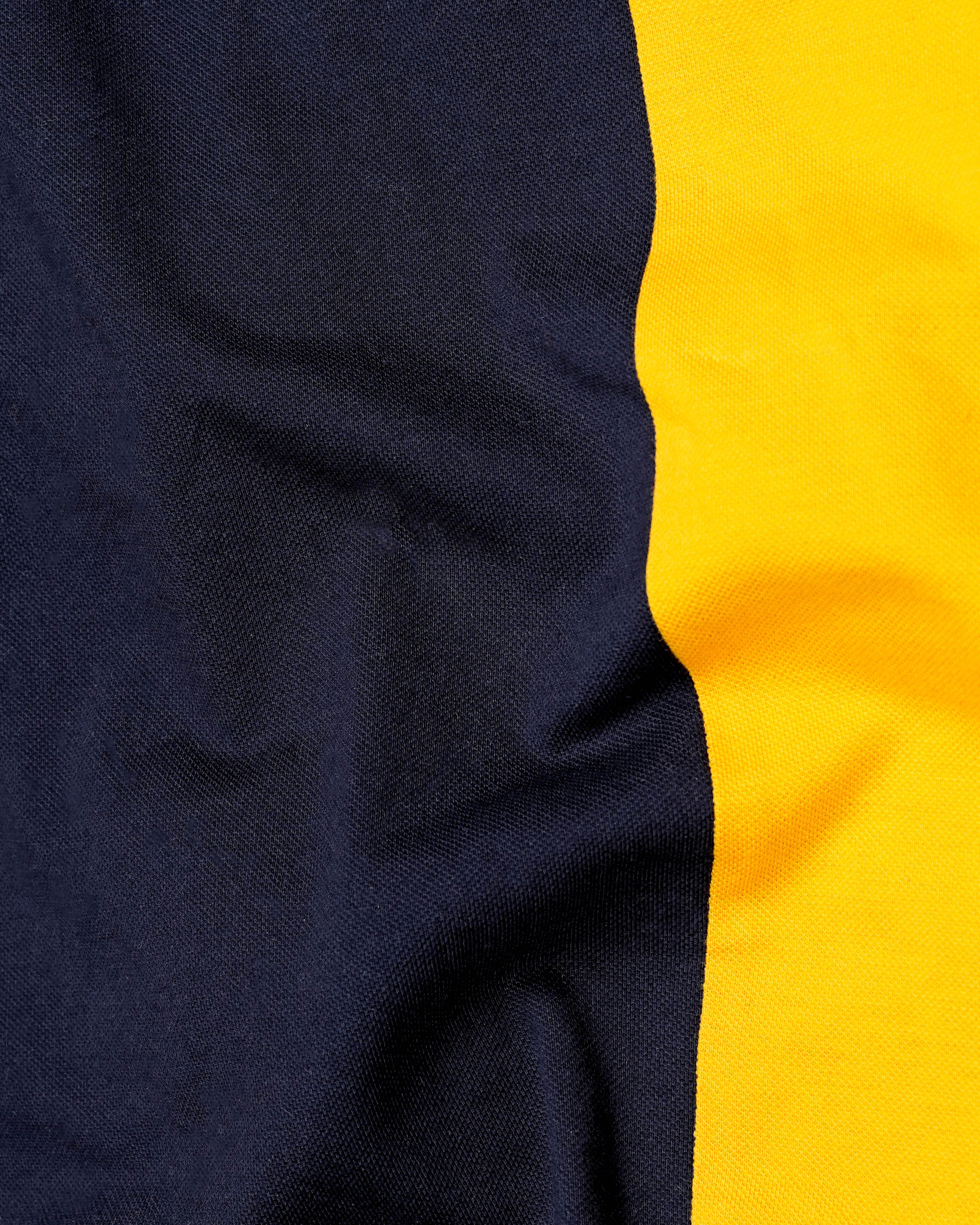 Mirage Navy Blue and Supernova Yellow Super Soft Organic Cotton Mercerised Pique Polo with Zipper Closure TS637-S, TS637-M, TS637-L, TS637-XL, TS637-XXL
