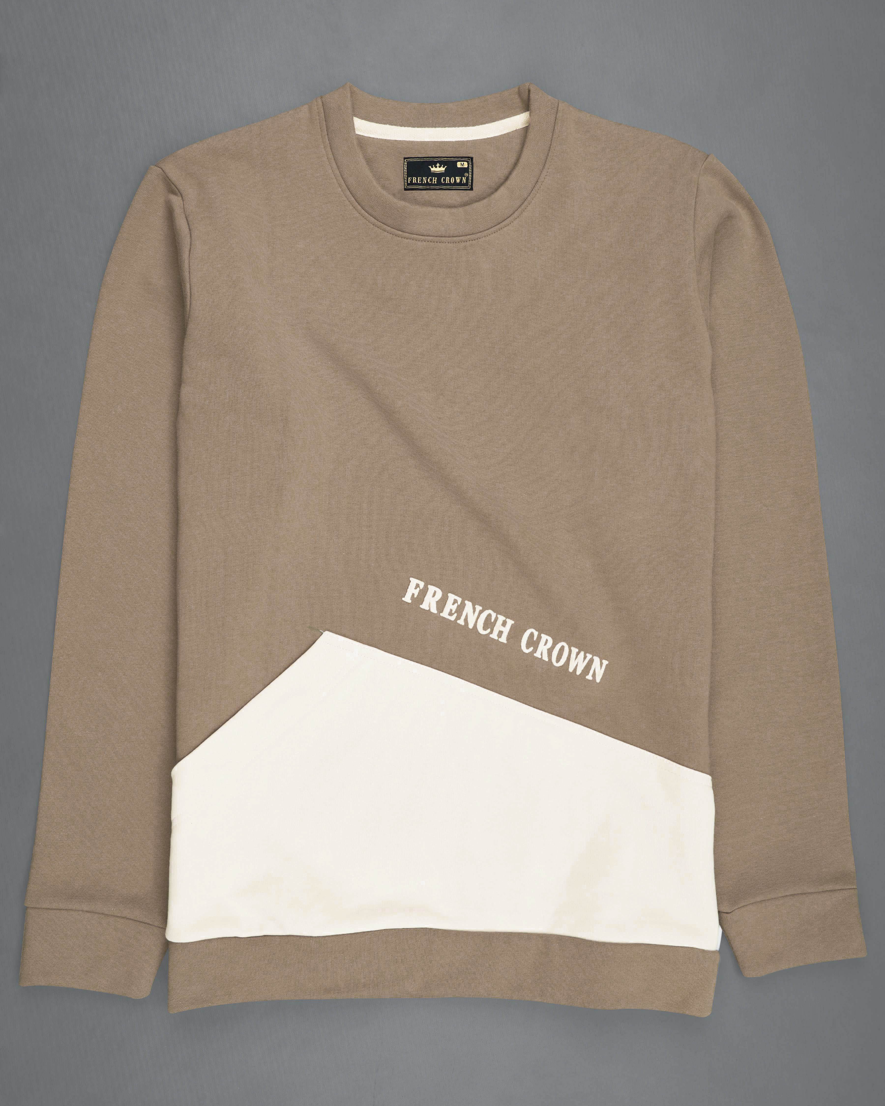 Brown With Cream Full Sleeve Premium Cotton Heavyweight Sweatshirt TS640-S, TS640-M, TS640-L, TS640-XL, TS640-XXL