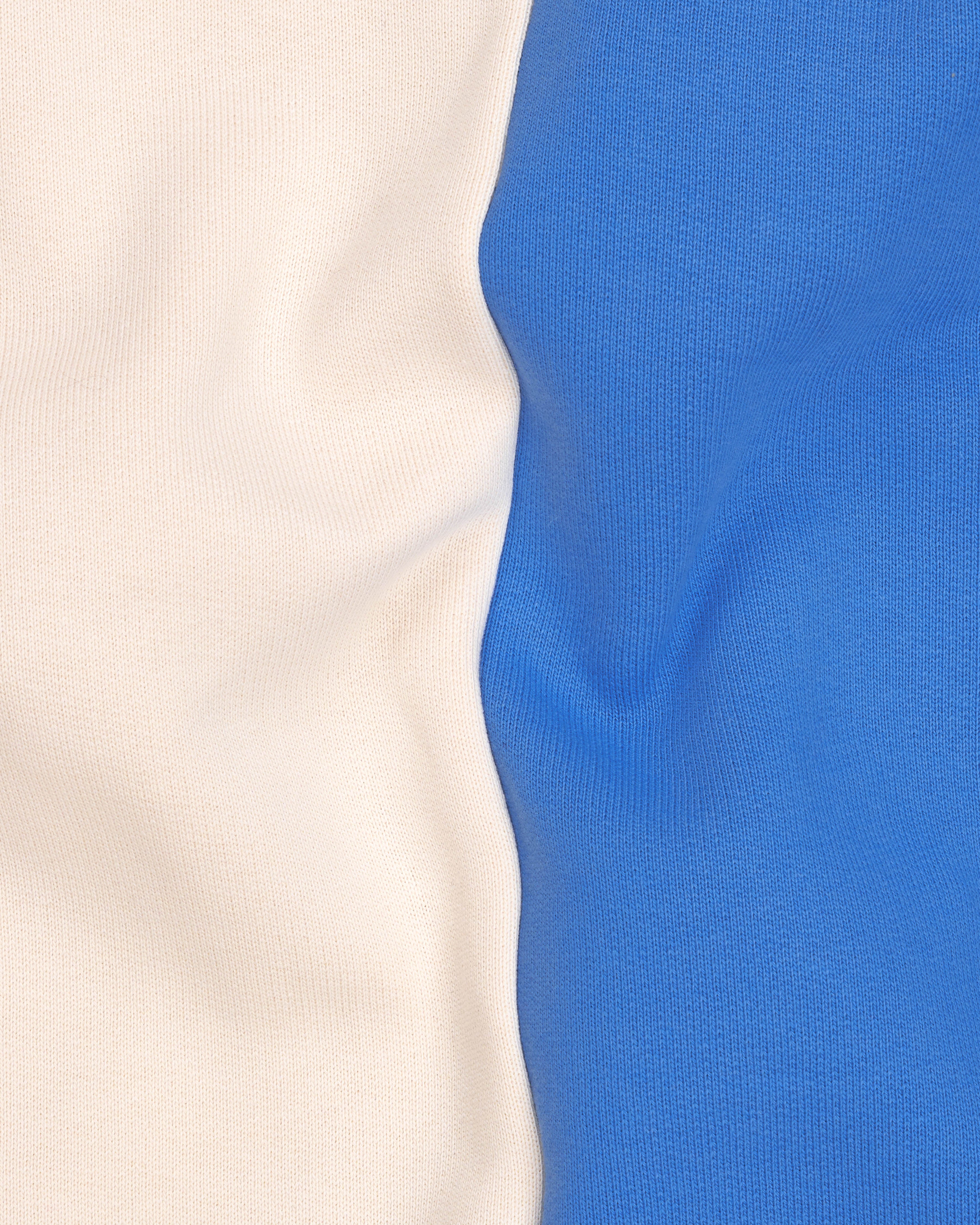 Blue With Cream Half and Half Full Sleeve Premium Cotton Heavyweight Hooded Sweatshirt TS642-S, TS642-M, TS642-L, TS642-XL, TS642-XXL