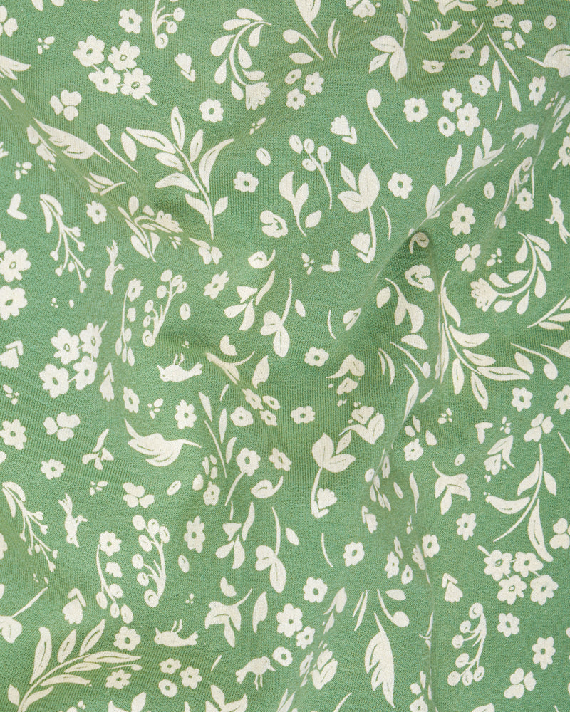 Oxley Green with Eggshell Cream Ditsy Printed Premium Organic Cotton Jersey T-shirt TS660-S, TS660-M, TS660-L, TS660-XL, TS660-XXL