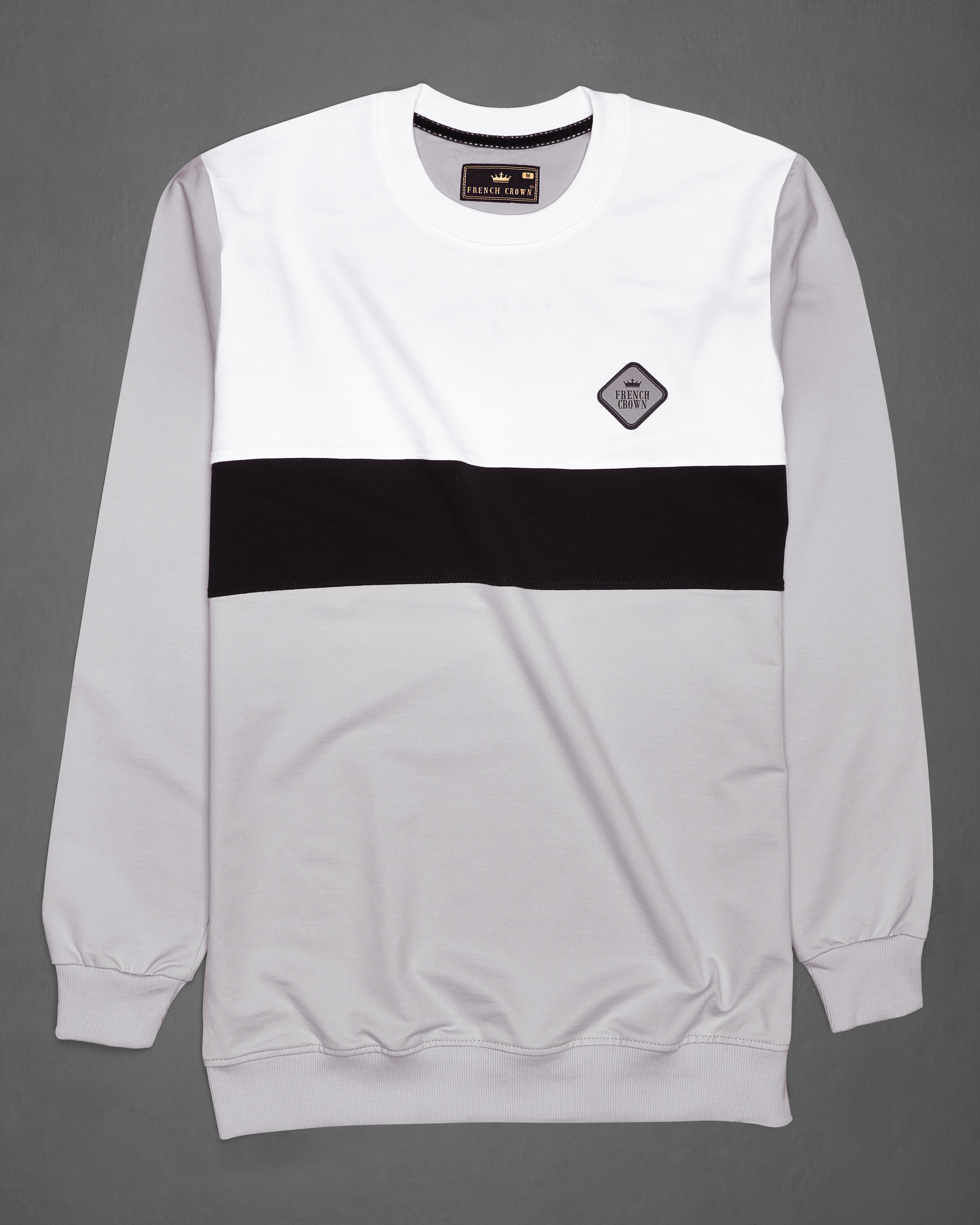 Cloud Gray with White and Black Block Pattern Sweatshirt TS667-S, TS667-M, TS667-L, TS667-XL, TS667-XXL