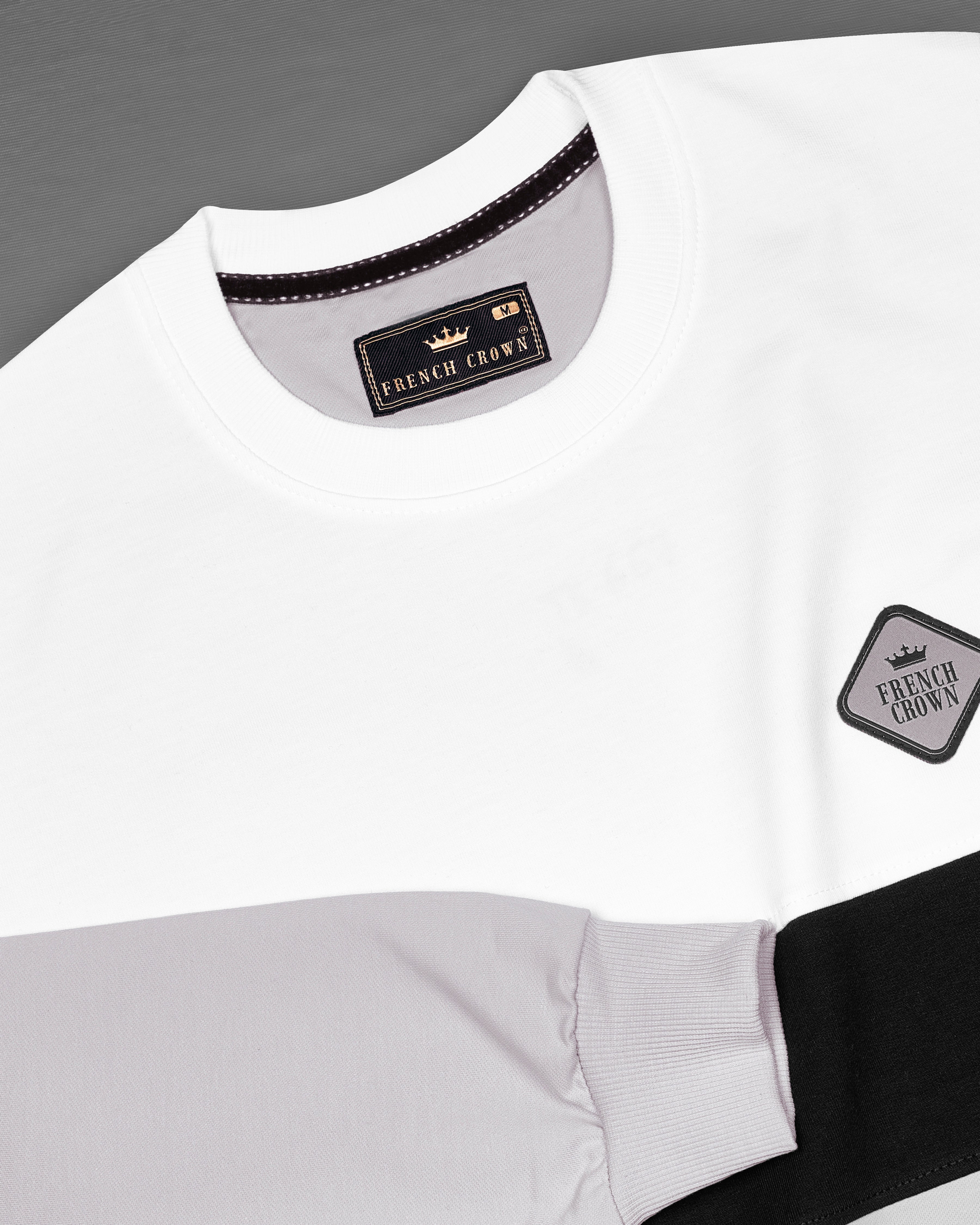 Cloud Gray with White and Black Block Pattern Sweatshirt TS667-S, TS667-M, TS667-L, TS667-XL, TS667-XXL