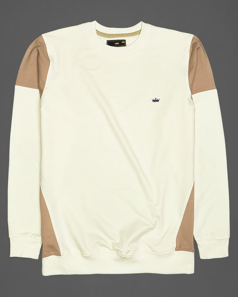 Eggshell Cream Block Pattern Full Sleeve Premium Cotton Heavyweight Sweatshirt TS675-S, TS675-M, TS675-L, TS675-XL, TS675-XXL