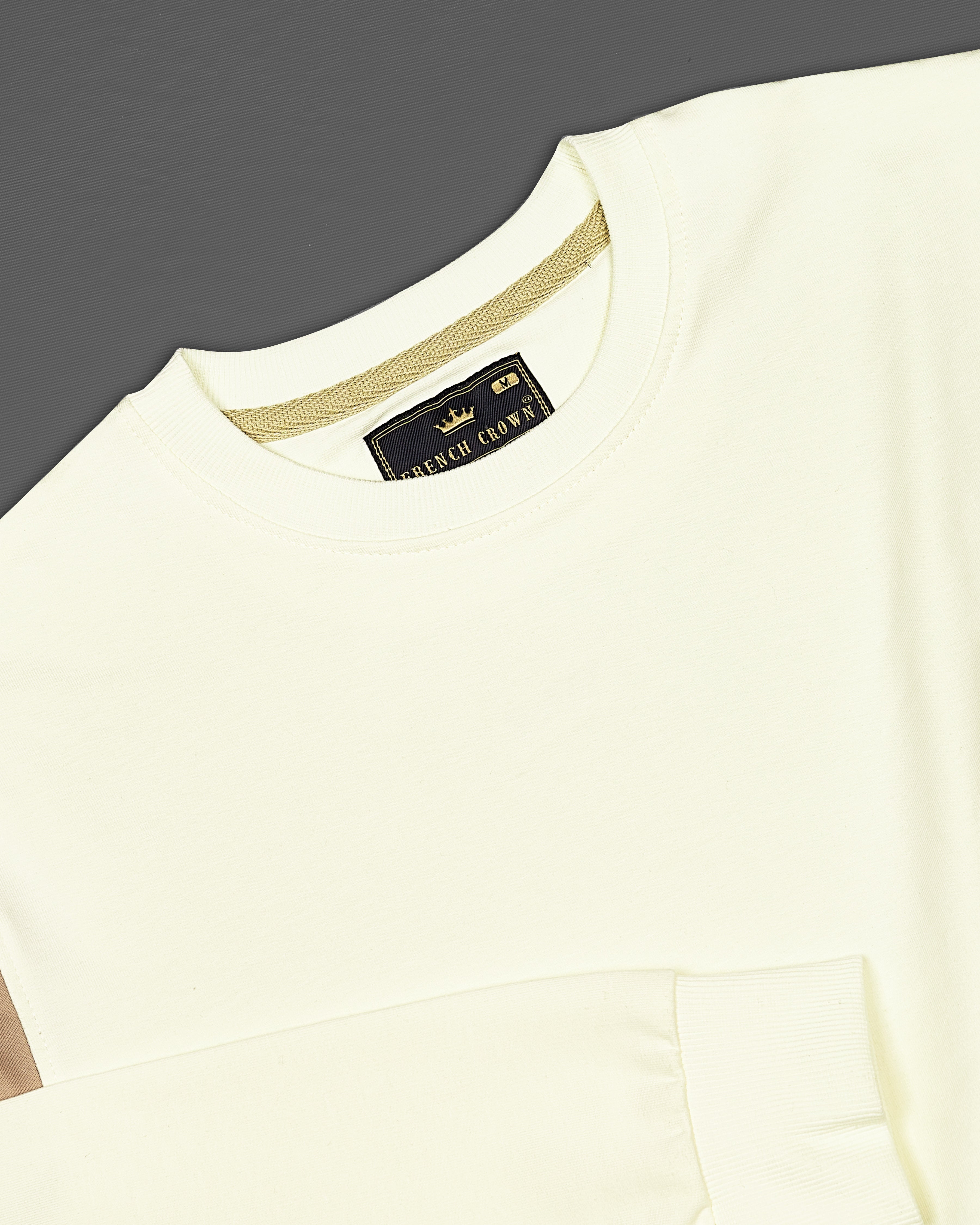 Eggshell Cream Block Pattern Full Sleeve Premium Cotton Heavyweight Sweatshirt TS675-S, TS675-M, TS675-L, TS675-XL, TS675-XXL