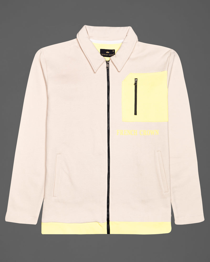 Bizarre Cream with Colonial Yellow Pique Polo Heavy weight Sweatshirt with Zipper Closure TS701-S, TS701-M, TS701-L, TS701-XL, TS701-XXL
