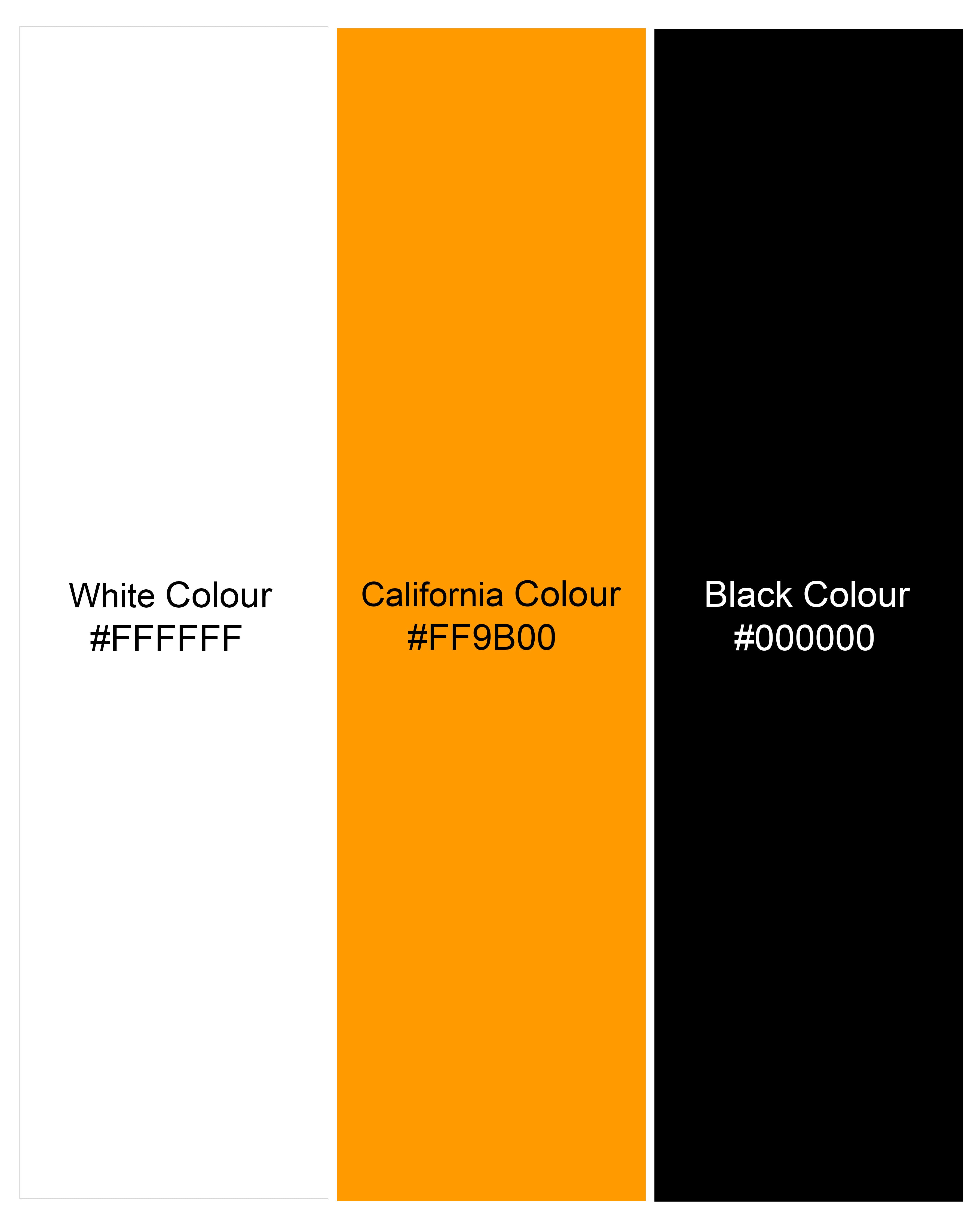 Bright White Multicolour Printed Organic Cotton Mercerised Pique Polo